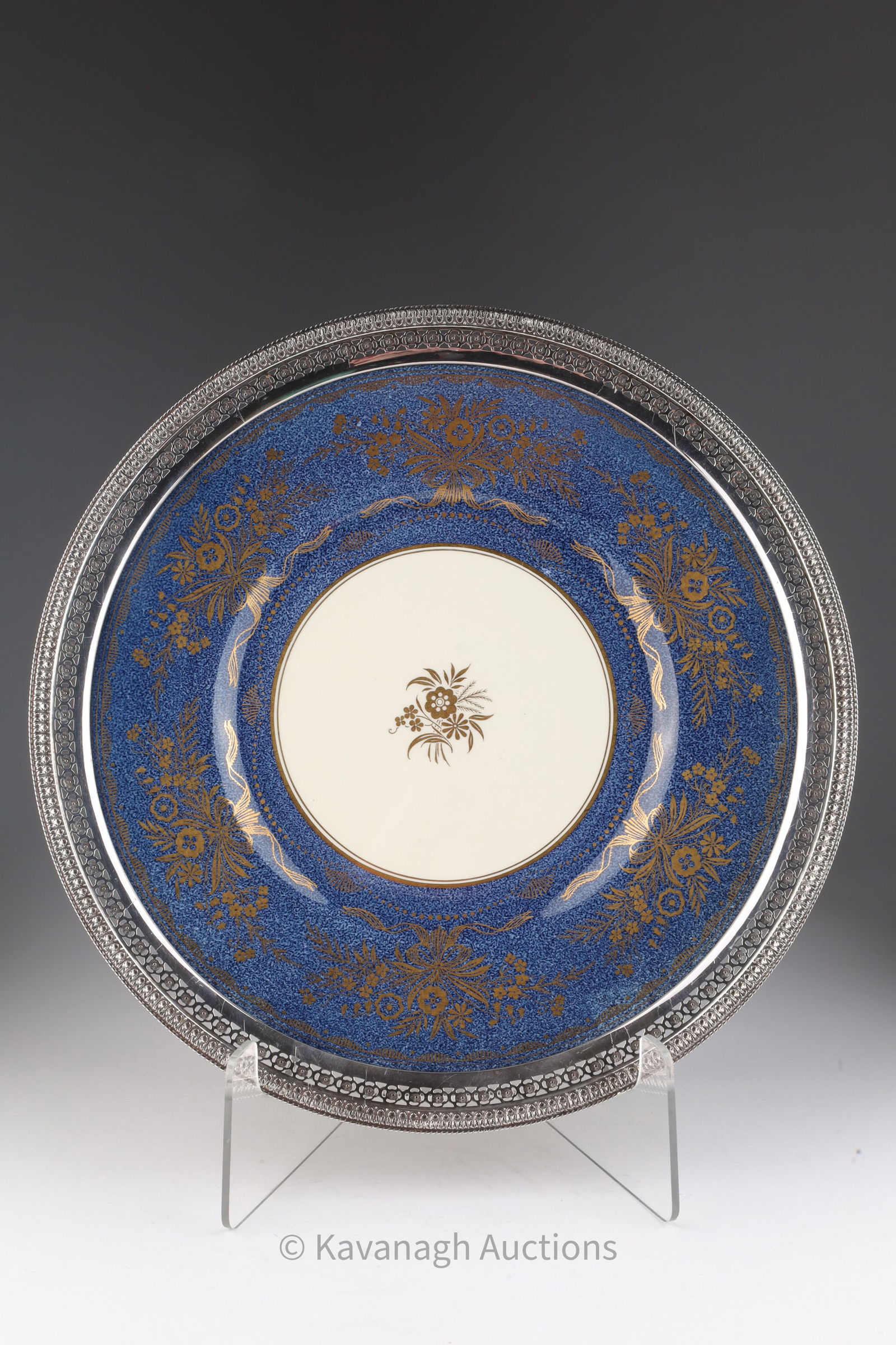 Minton English Plate Marble Gold Sterling Rim (1 of 8)