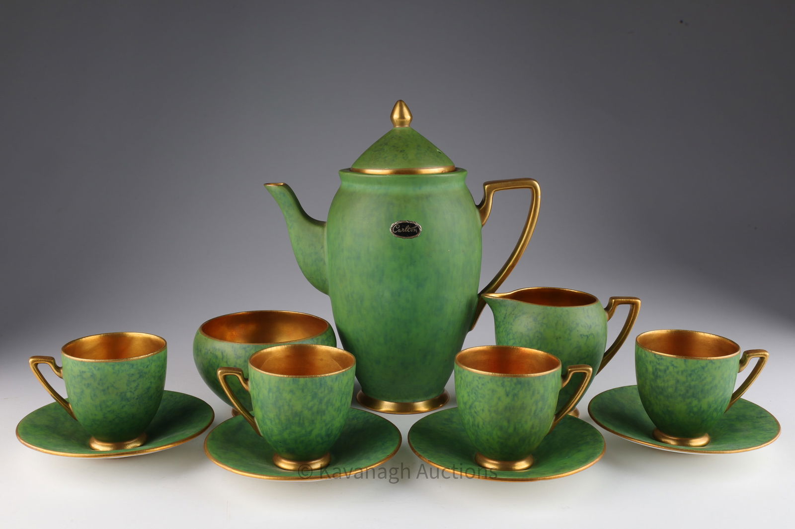 Carlton Ware Green and Gold Espresso Coffee Set (1 of 7)