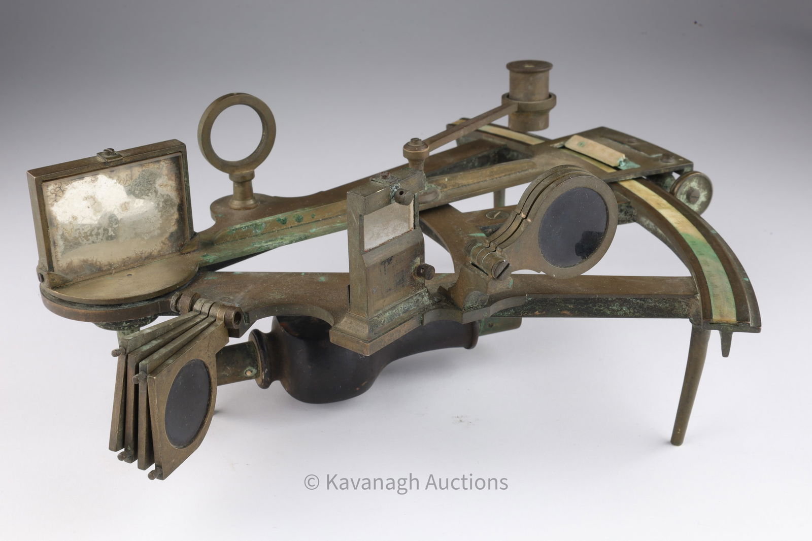 19th C Brass Vernier Octant P. A. Feathers (1 of 7)