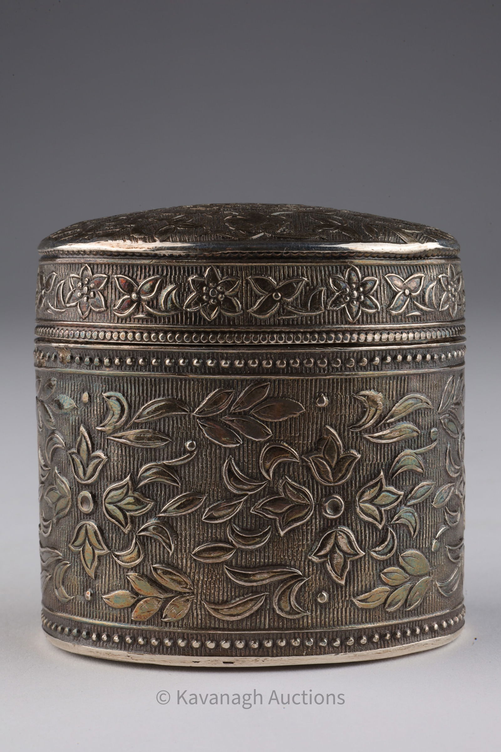 Indian / Burmese Silver Chased Covered Box (1 of 5)