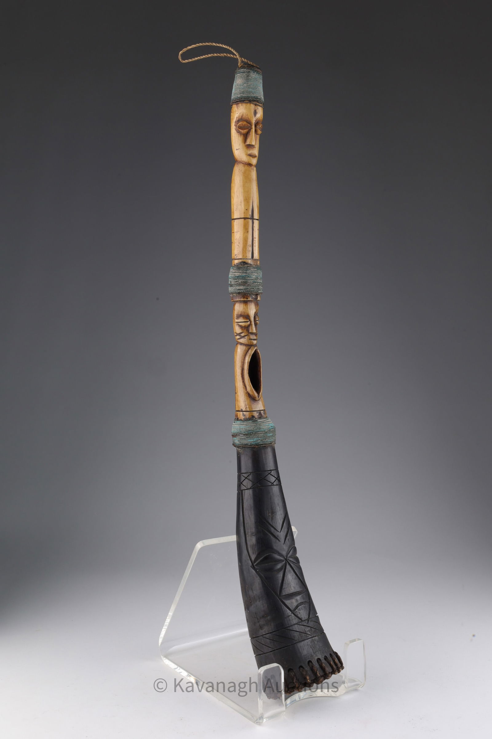 RDC Congo African Kuba Bone and Wood Trumpet: RDC Congo African Kuba Bone and Wood Trumpet. 21 inches L.