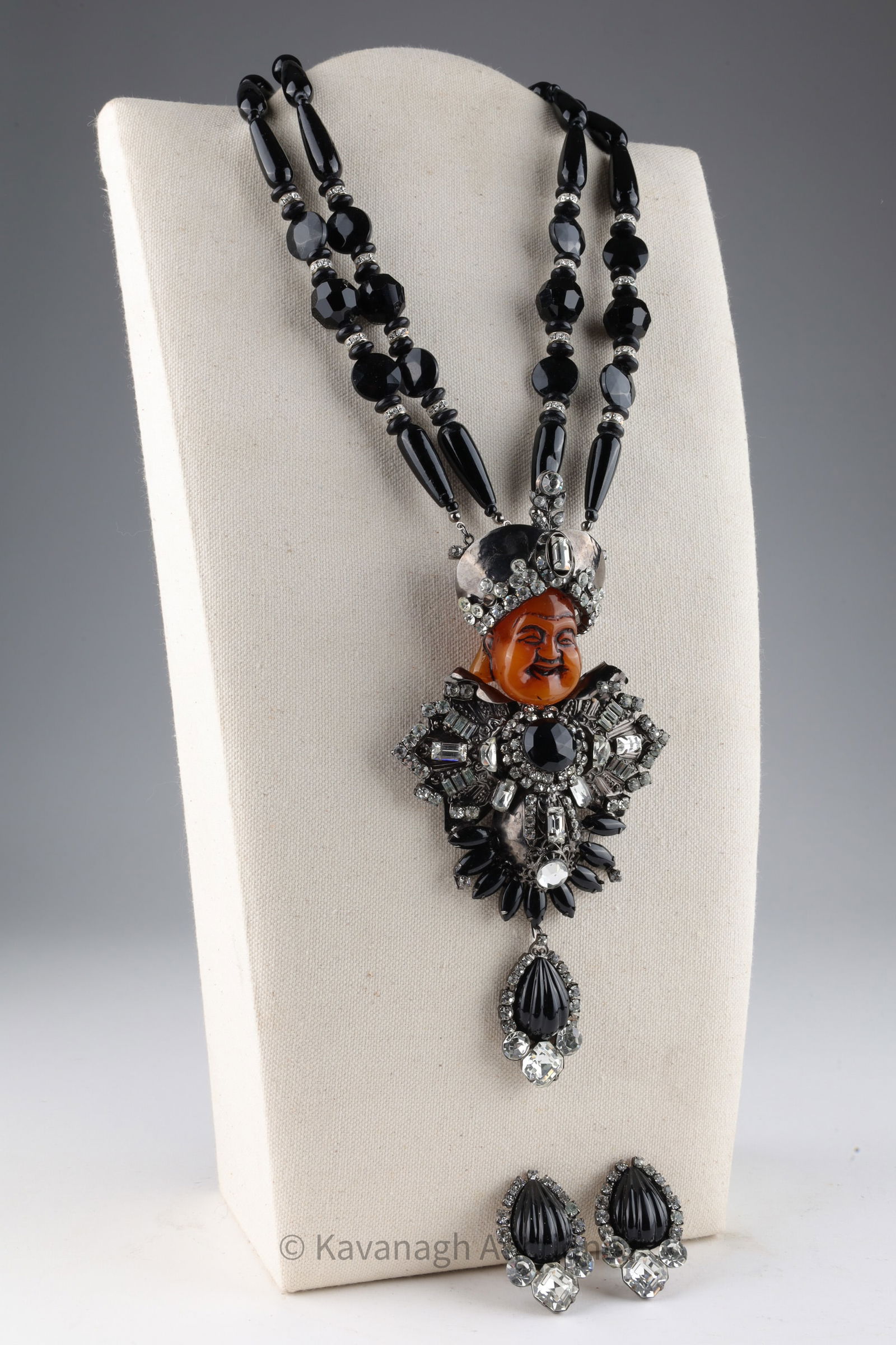 Lawrence Vrba Rhinestone Buddha Necklace Earrings (1 of 9)