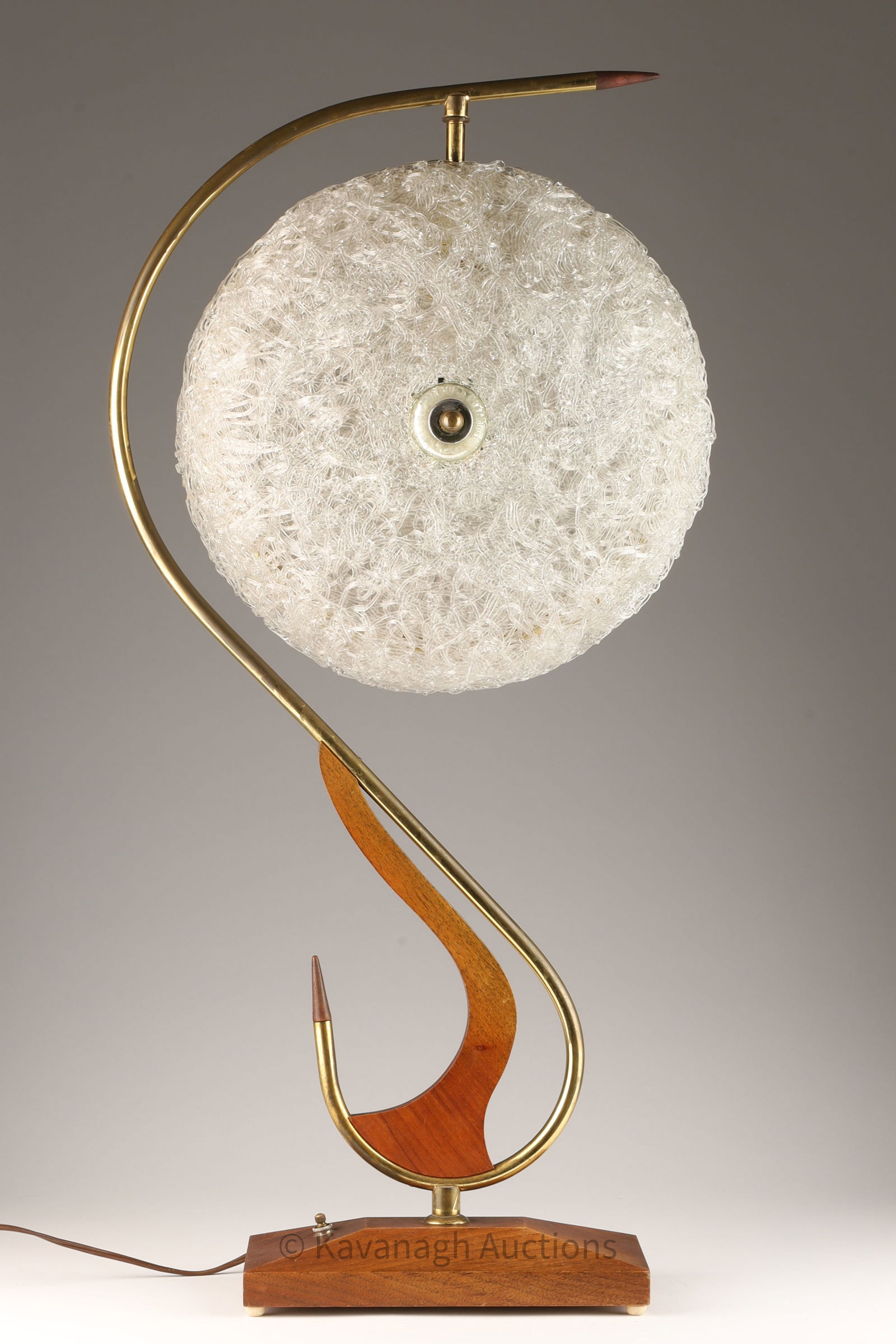 MCM Majestic Z Spaghetti Teak and Brass Table Lamp (1 of 5)