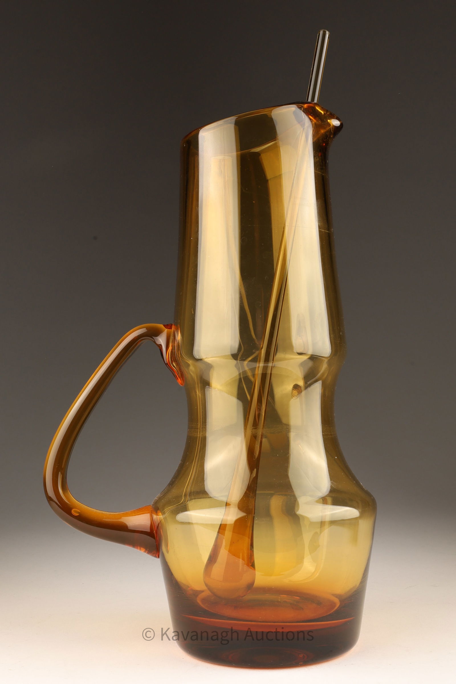 Vintage Mid Century Amber Glass Pitcher And Stick (1 of 4)