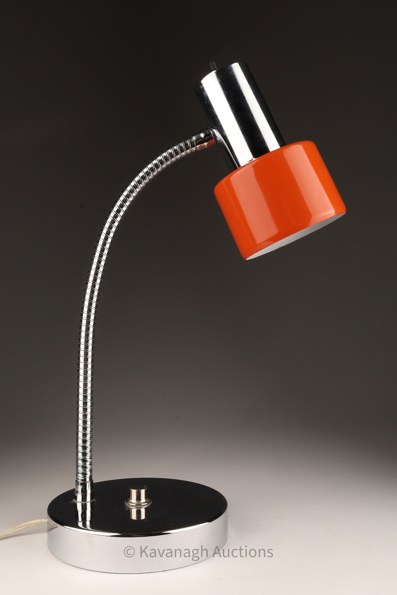 MCM Space Age Chrome Orange Gooseneck Lamp (1 of 4)