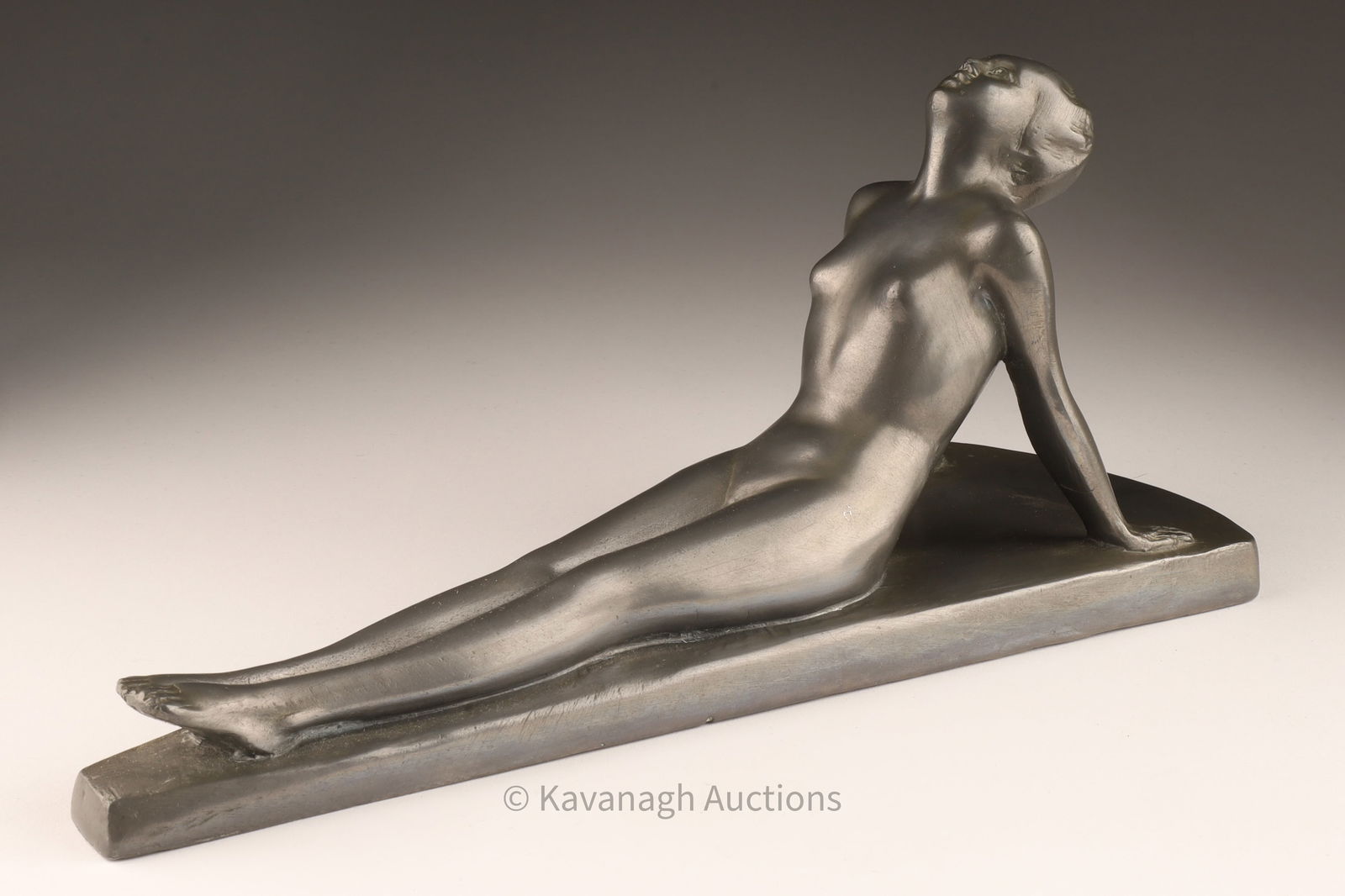 Art Deco Reclining Female Nude Sculpture: Art Deco Reclining Female Nude Sculpture. 12 inches L x 6 H x 4.5 W.