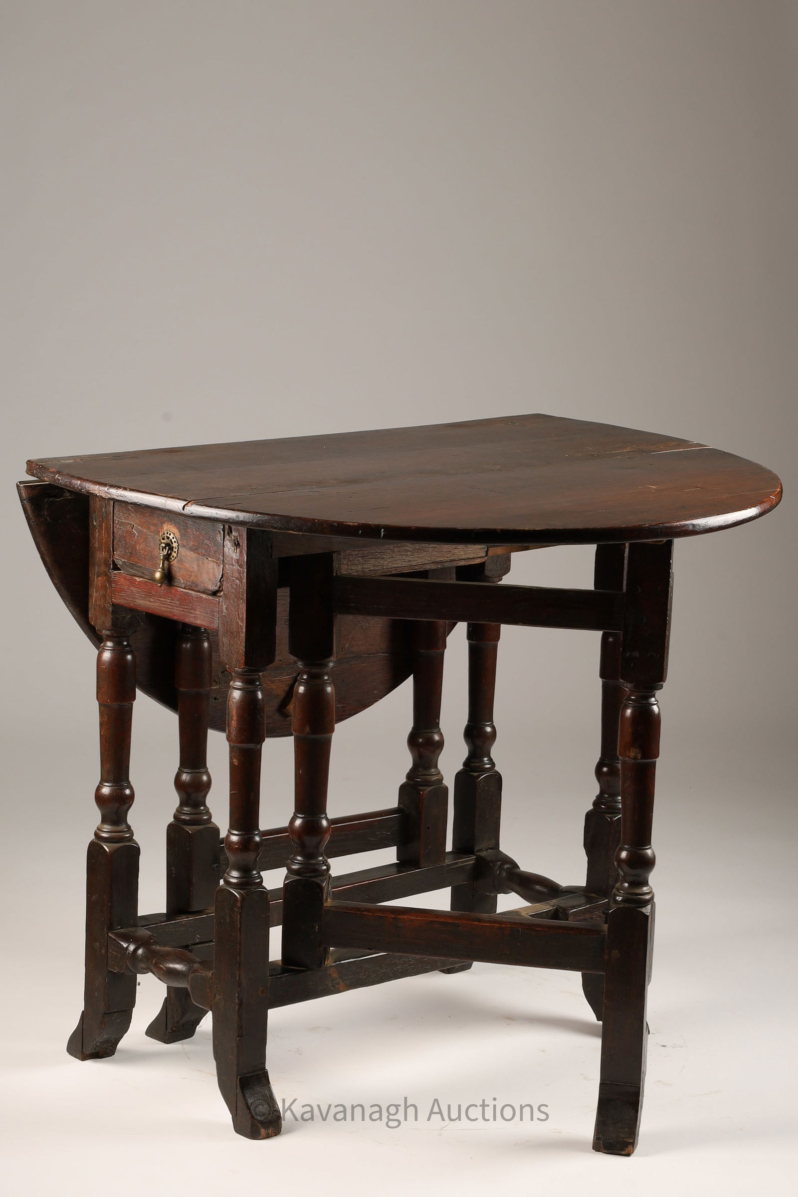 Antique 17th C. English Oak Single Drawer Gate Leg Table (1 of 9)