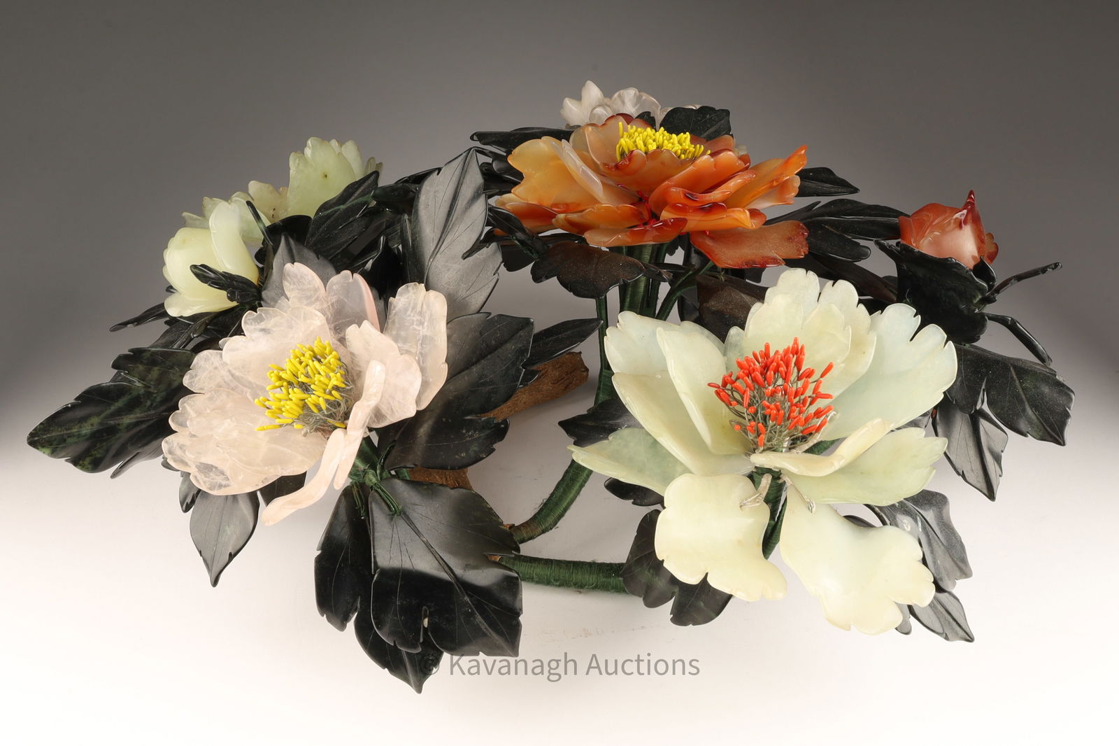 Chinese Carved Jade and Hard Stone Tree (1 of 7)