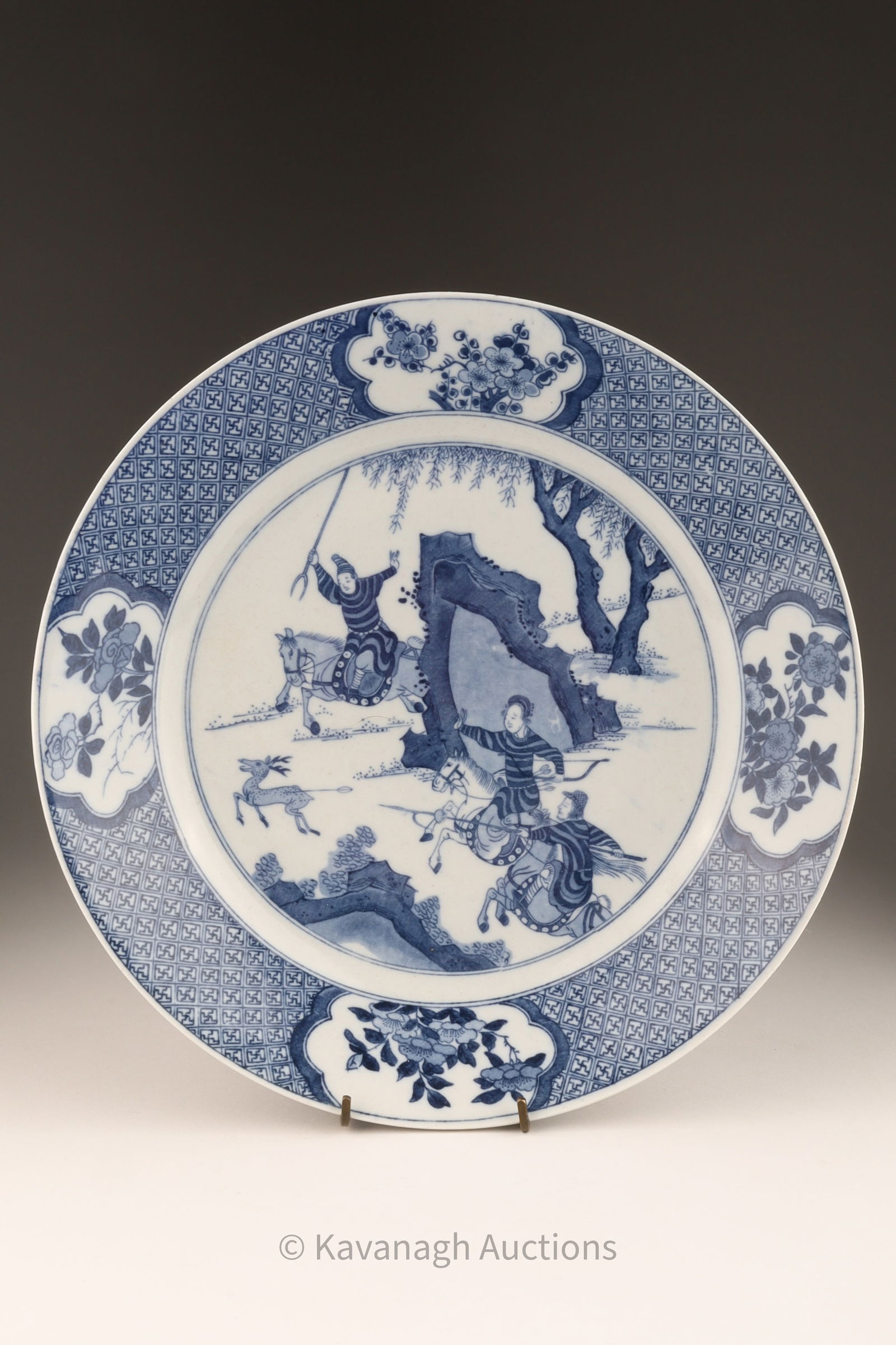 Chinese Signed Porcelain Plate Figures Hunting (1 of 9)