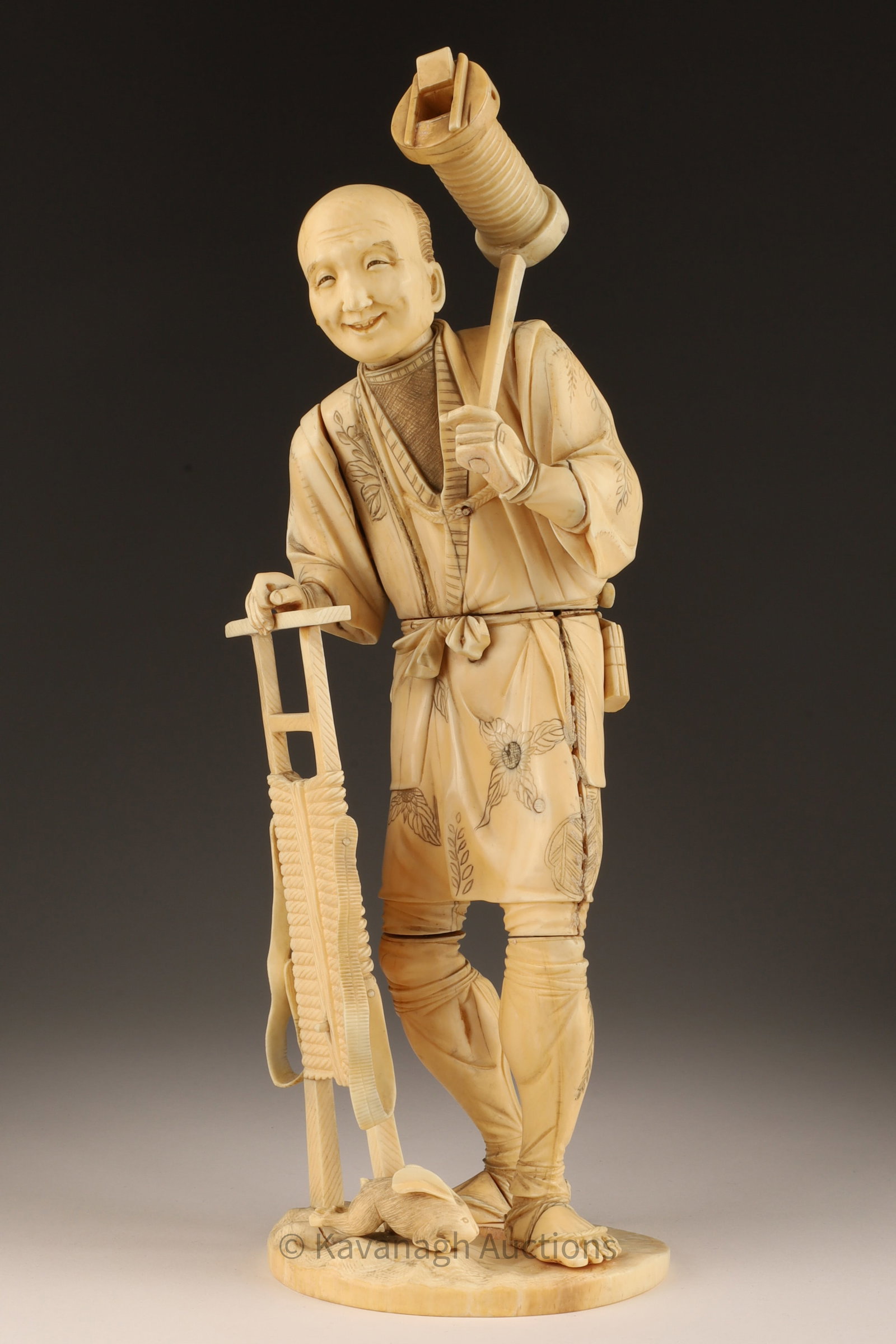 Antique Japanese Okimono Figure Animal Trapper (1 of 9)