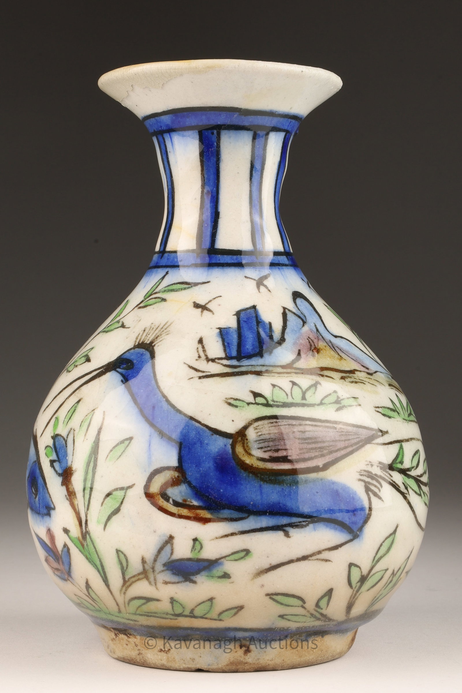 Middle Eastern Porcelain Vase with Birds and Fish (1 of 5)