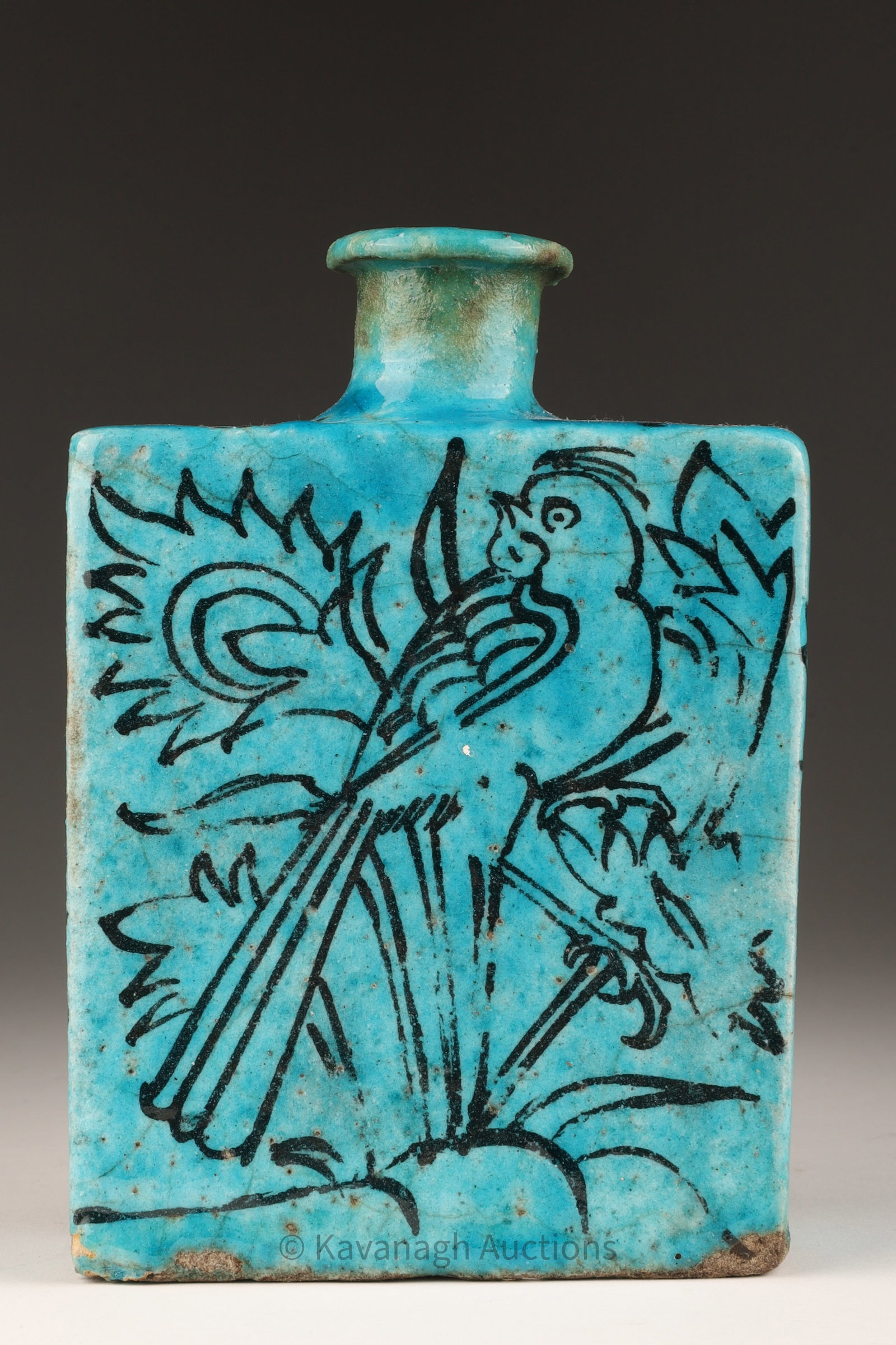 Middle Eastern Turquoise Vase Flowers Birds (1 of 6)