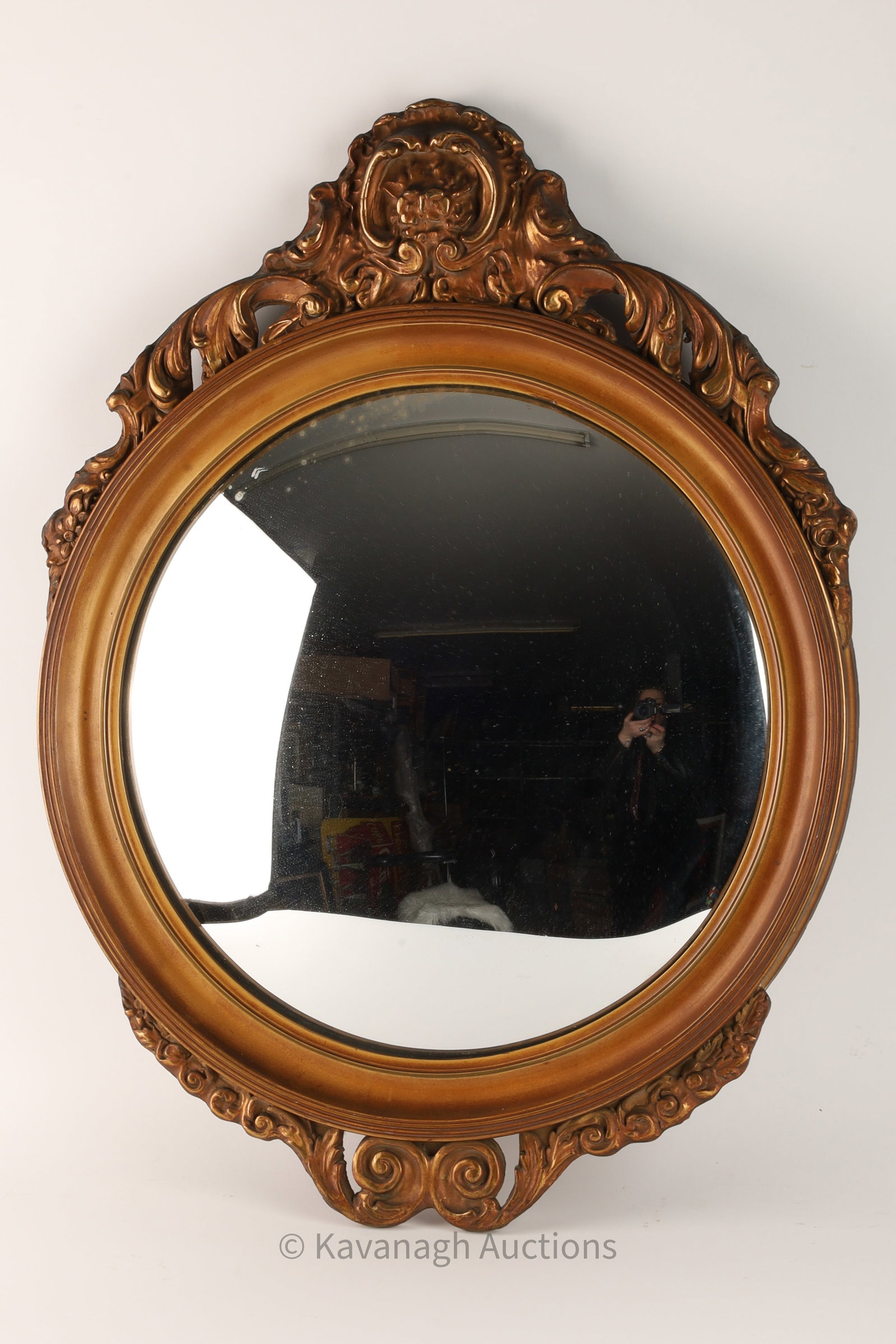 Antique Gilded Convex Round Mirror (1 of 7)