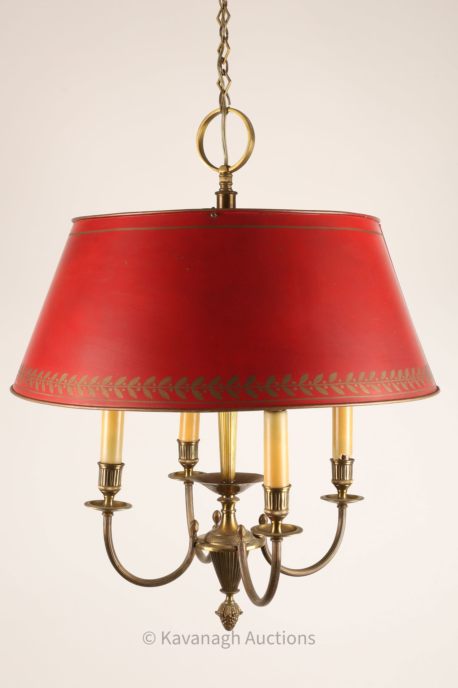 Antique French Empire Red Gilt Tole Chandelier (1 of 5)