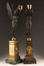 French Empire Bronze Winged Victory Candelabra