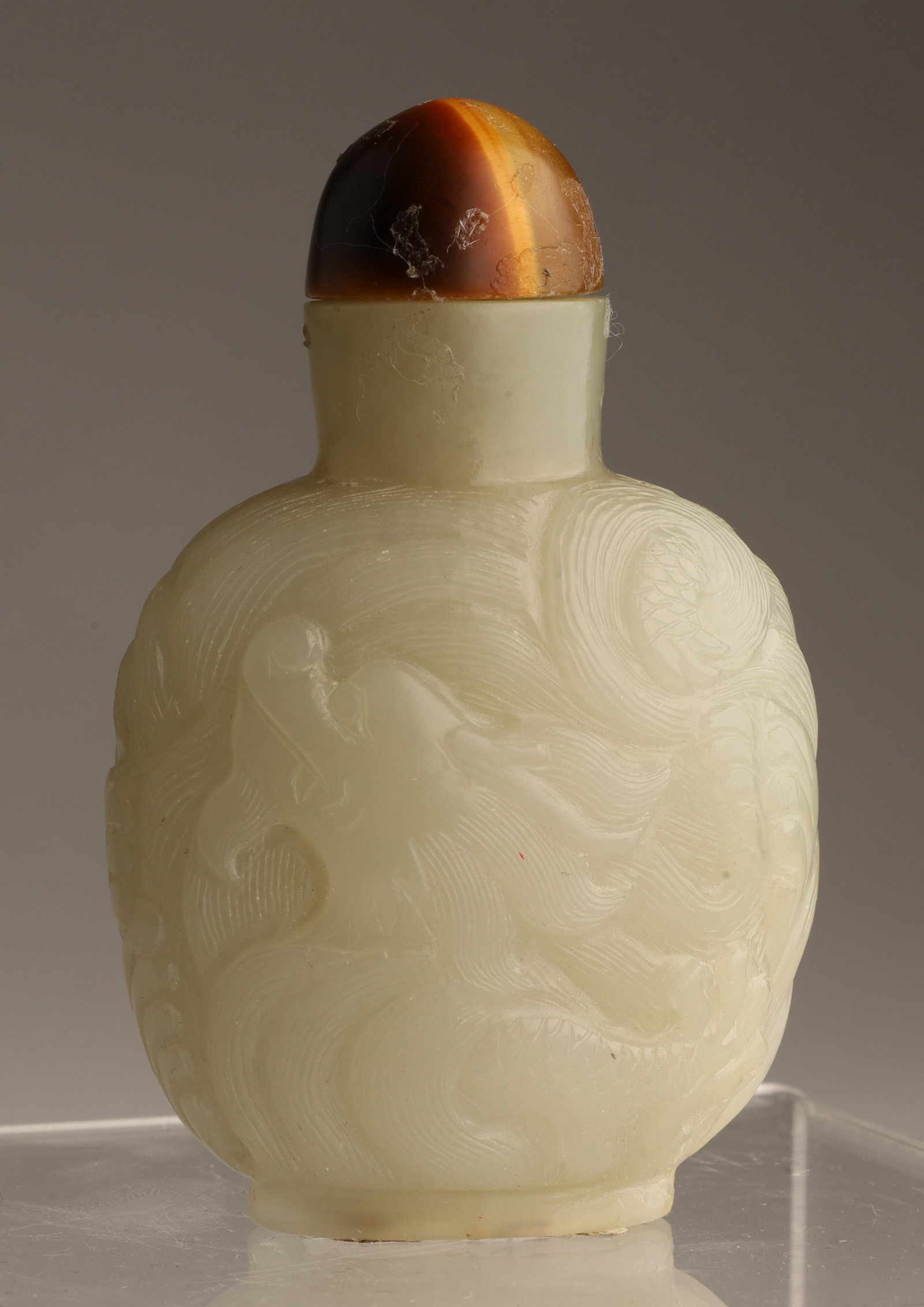 Antique Chinese White Jade Dragon Snuff Bottle (1 of 9)