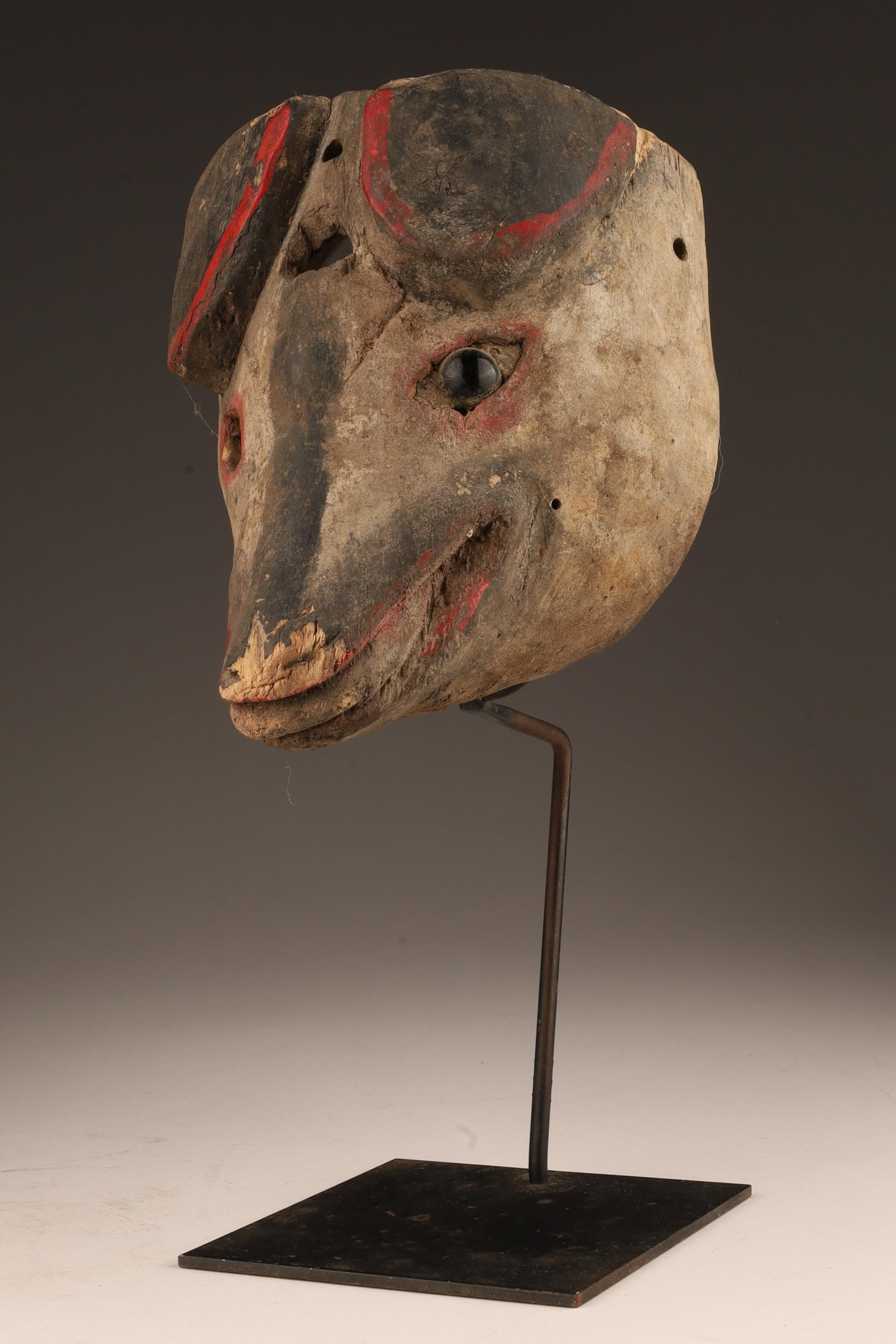 Antique Folk Art Carved Painted Animal Mask (1 of 6)
