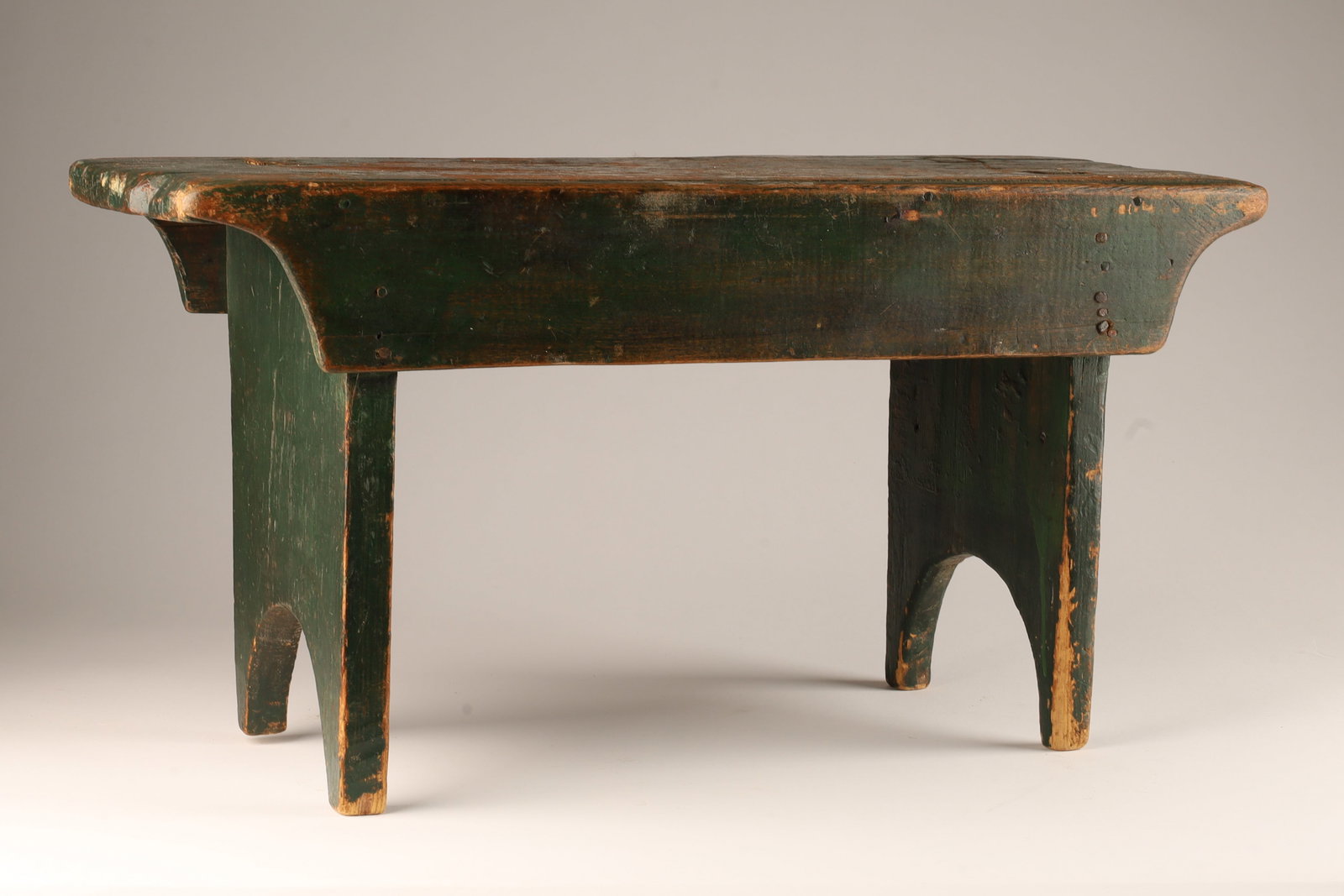 Antique Quebec Footstool Green Paint (1 of 6)