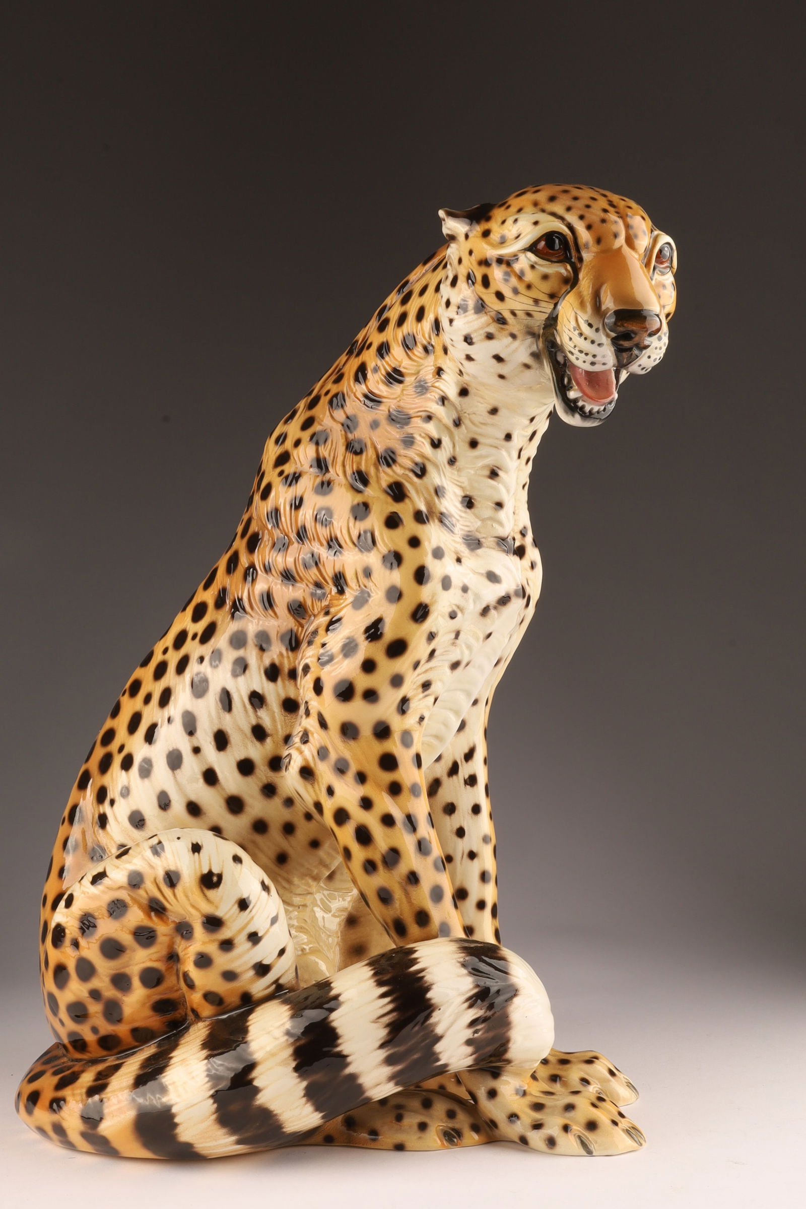Mcm Ronzan Italian Ceramic Cheetah Sculpture
