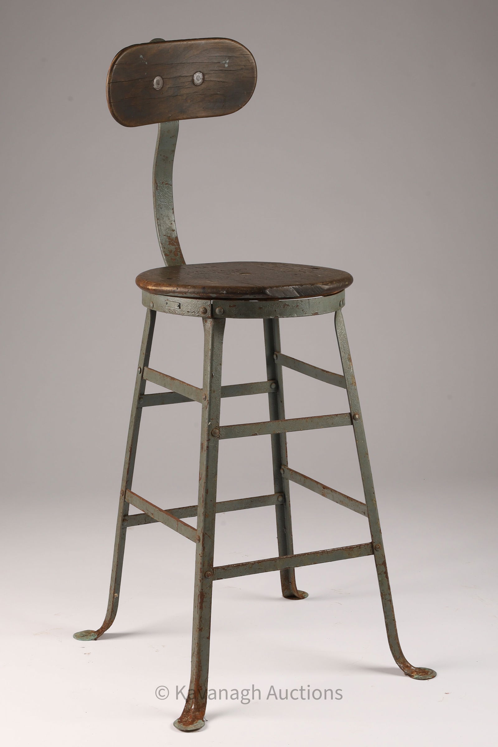 Mid Century Industrial Metal Wood Task Stool (1 of 6)