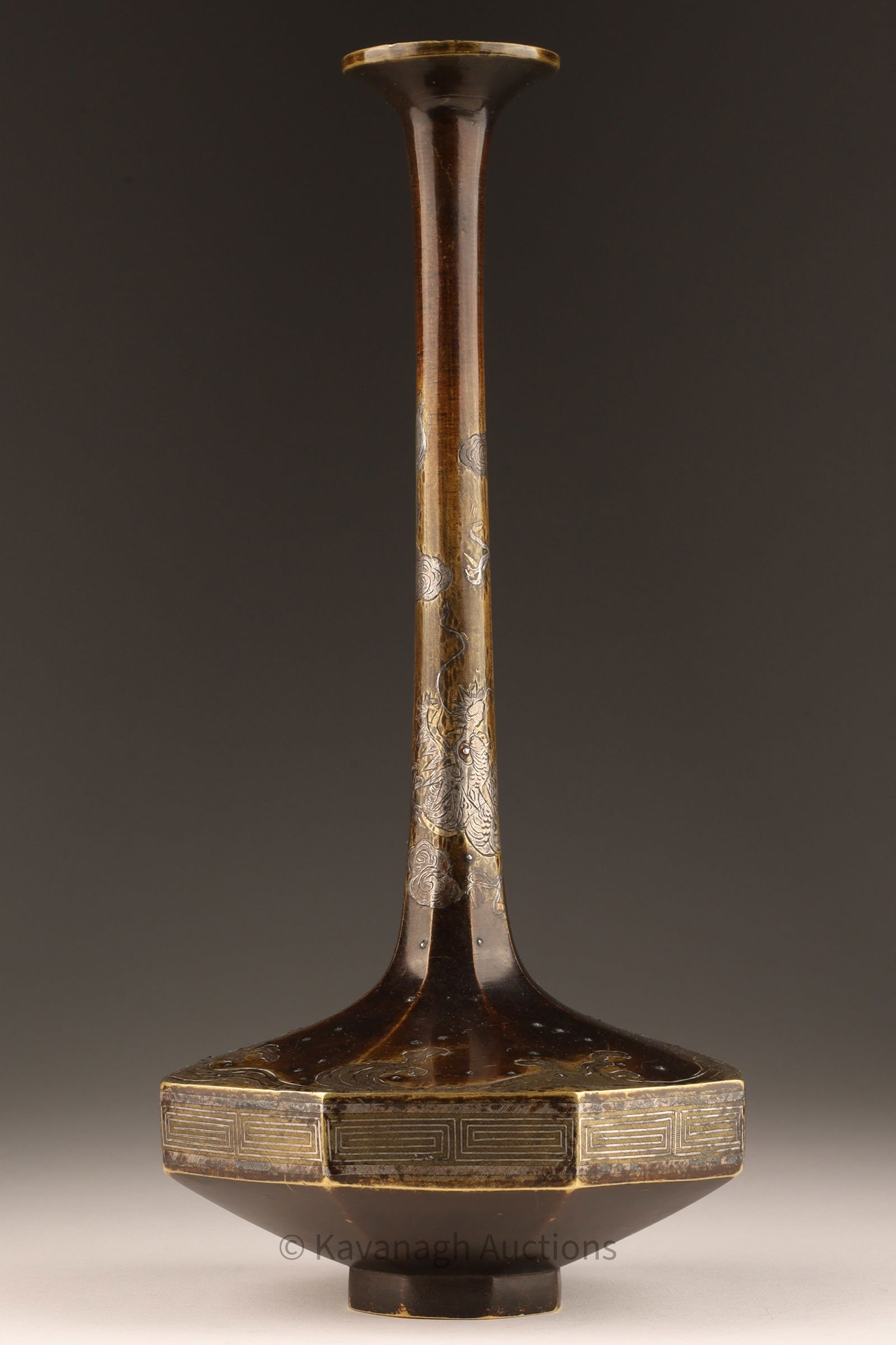 Antique Japanese Bronze and Silver Vase (1 of 9)