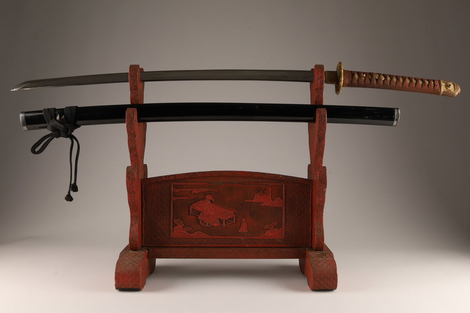 Japanese WW2 Officer Type 98 Shin Gunto Katana: Original Japanese army officer's sword in Shin Gunto mountings from World War II. The blade and the mountings are in excellent condition. The 26 inches blade (66cm) has a Hamon (temper line) that is p