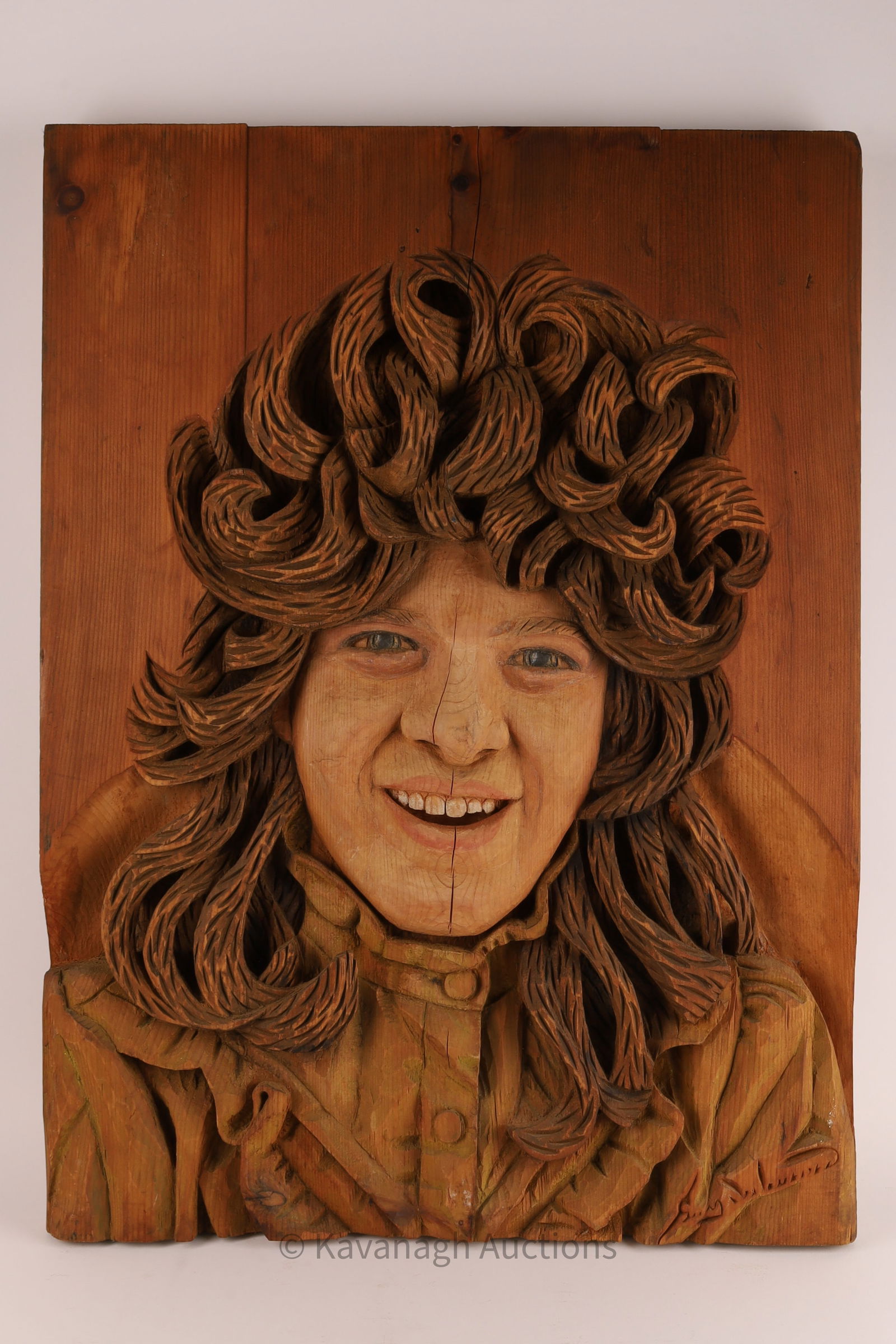 Quebec Folk Art Carved Portrait Signed Deslauriers (1 of 6)