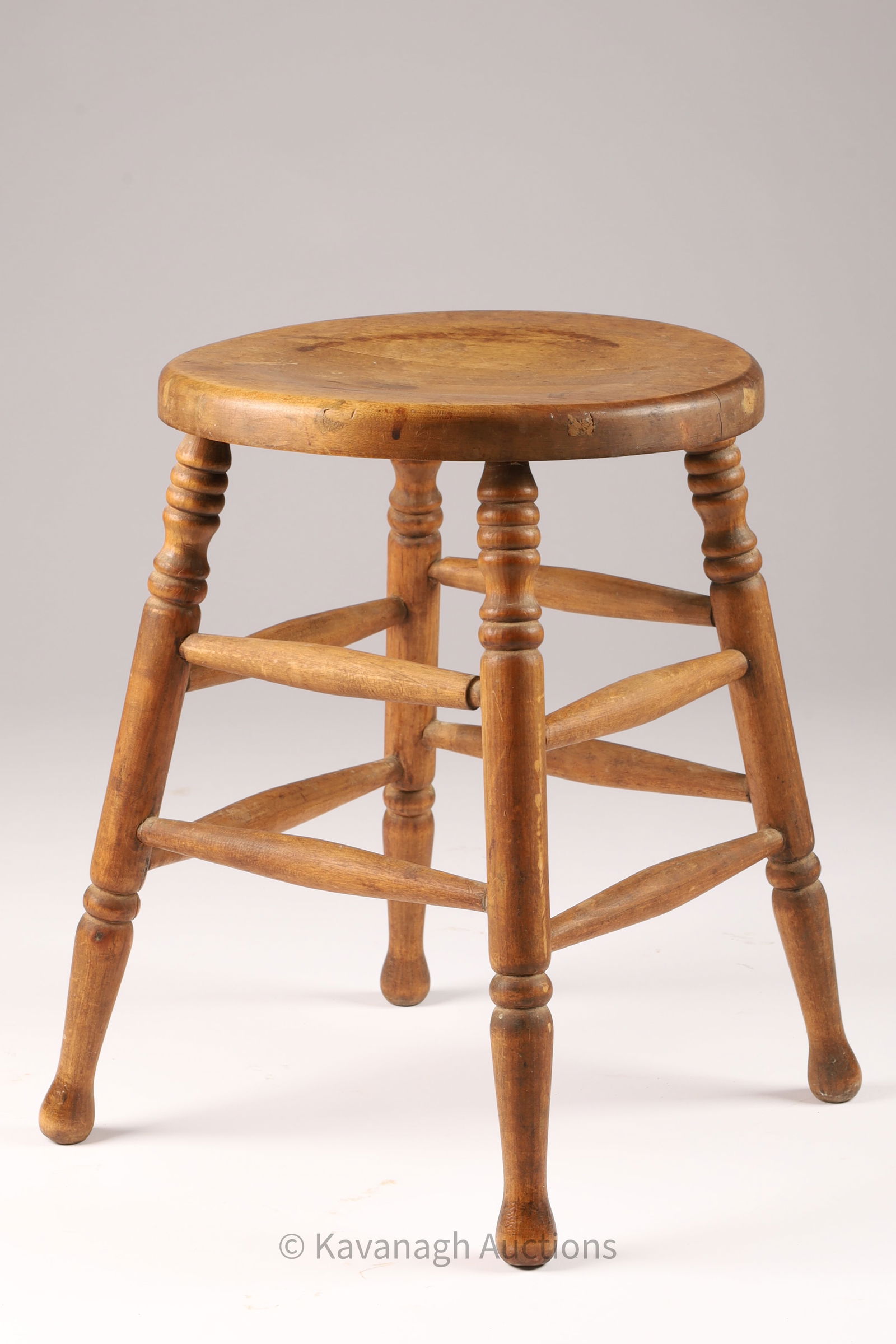 Antique Country Turned Wood Stool (1 of 3)