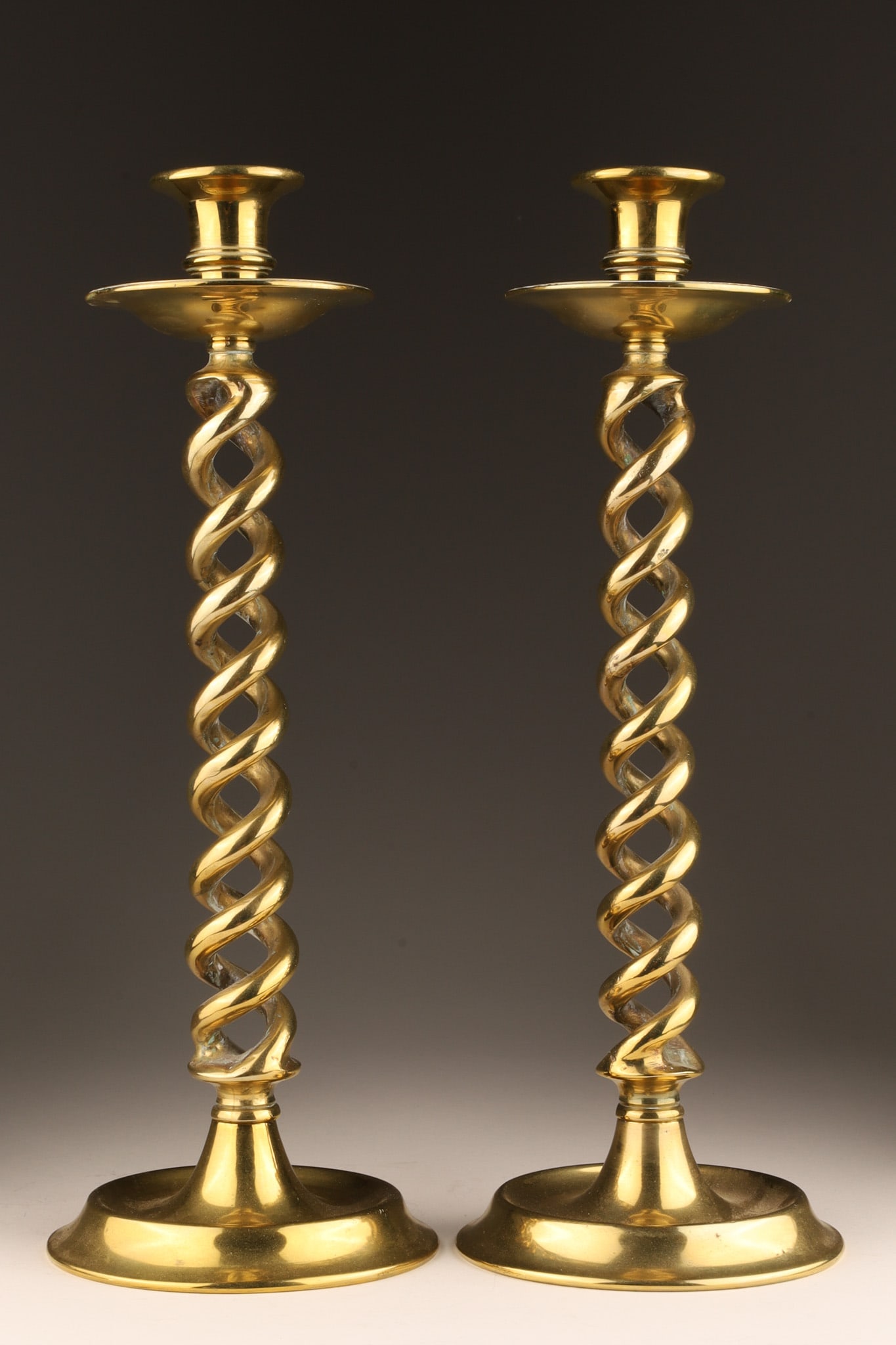 Antique England Brass Barley Twist Candlesticks (1 of 6)