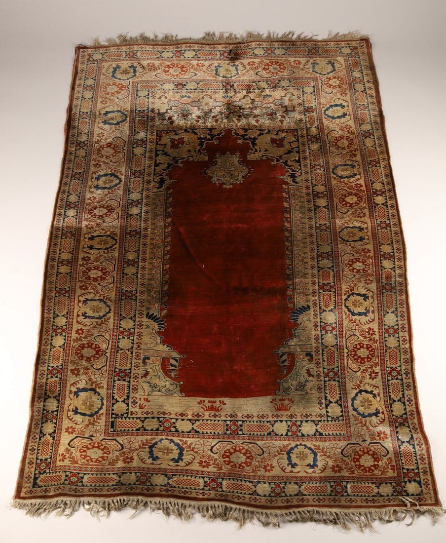 Antique Middle Eastern Silk Prayer Rug (1 of 10)