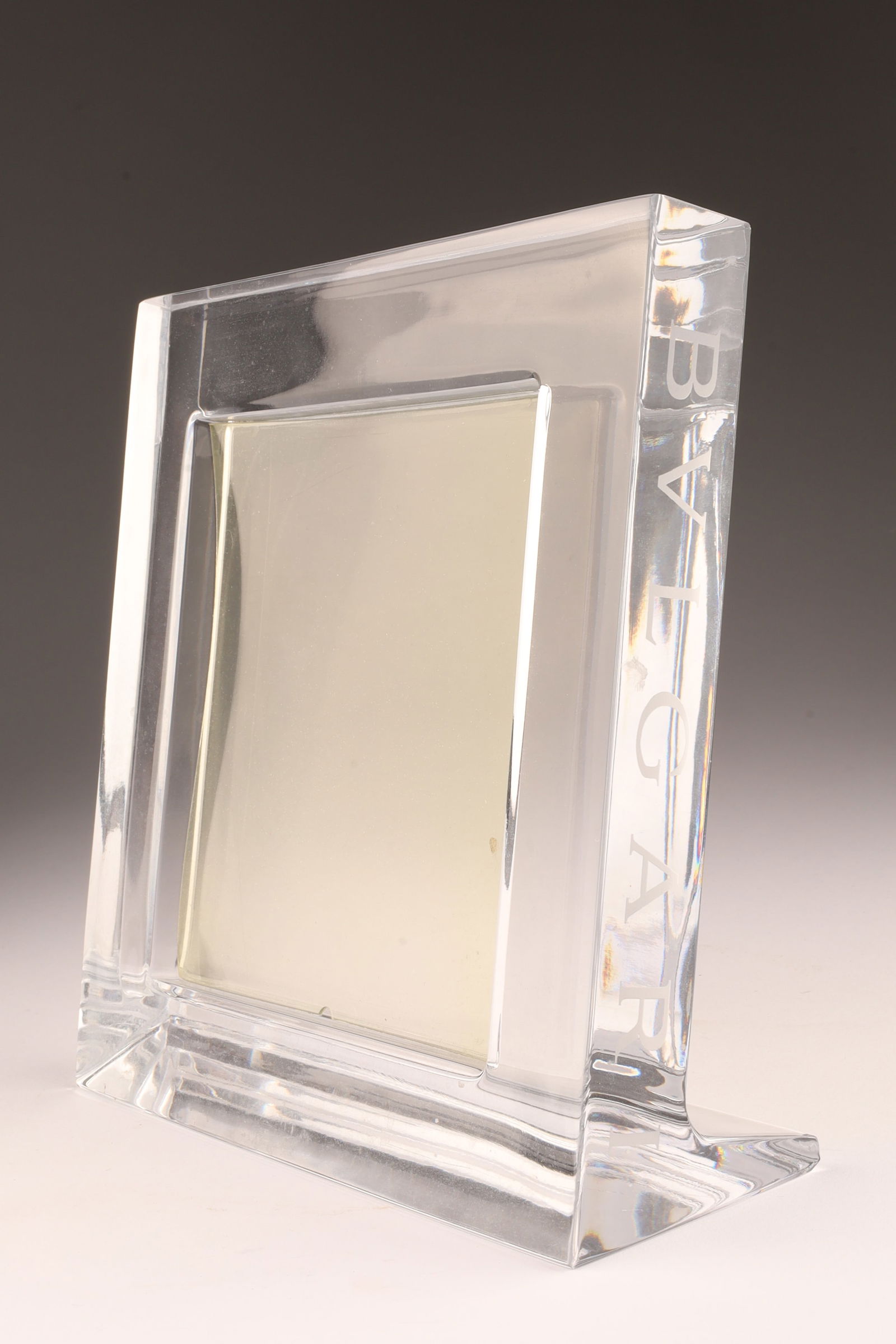 BULGARI / BVLGARI Crystal Picture Frame Rosenthal: BULGARI / BVLGARI crystal picture frame made in collaboration with Rosenthal. 7 inches H x 7 W x 2.25 deep.