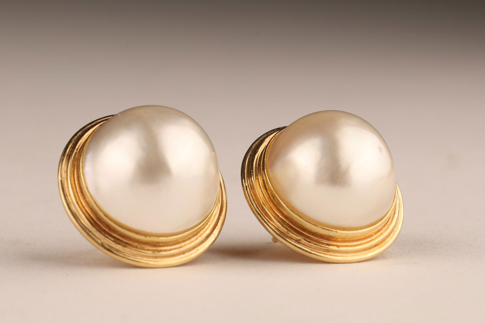 18K Gold and Mabe Pearl Earrings (1 of 5)