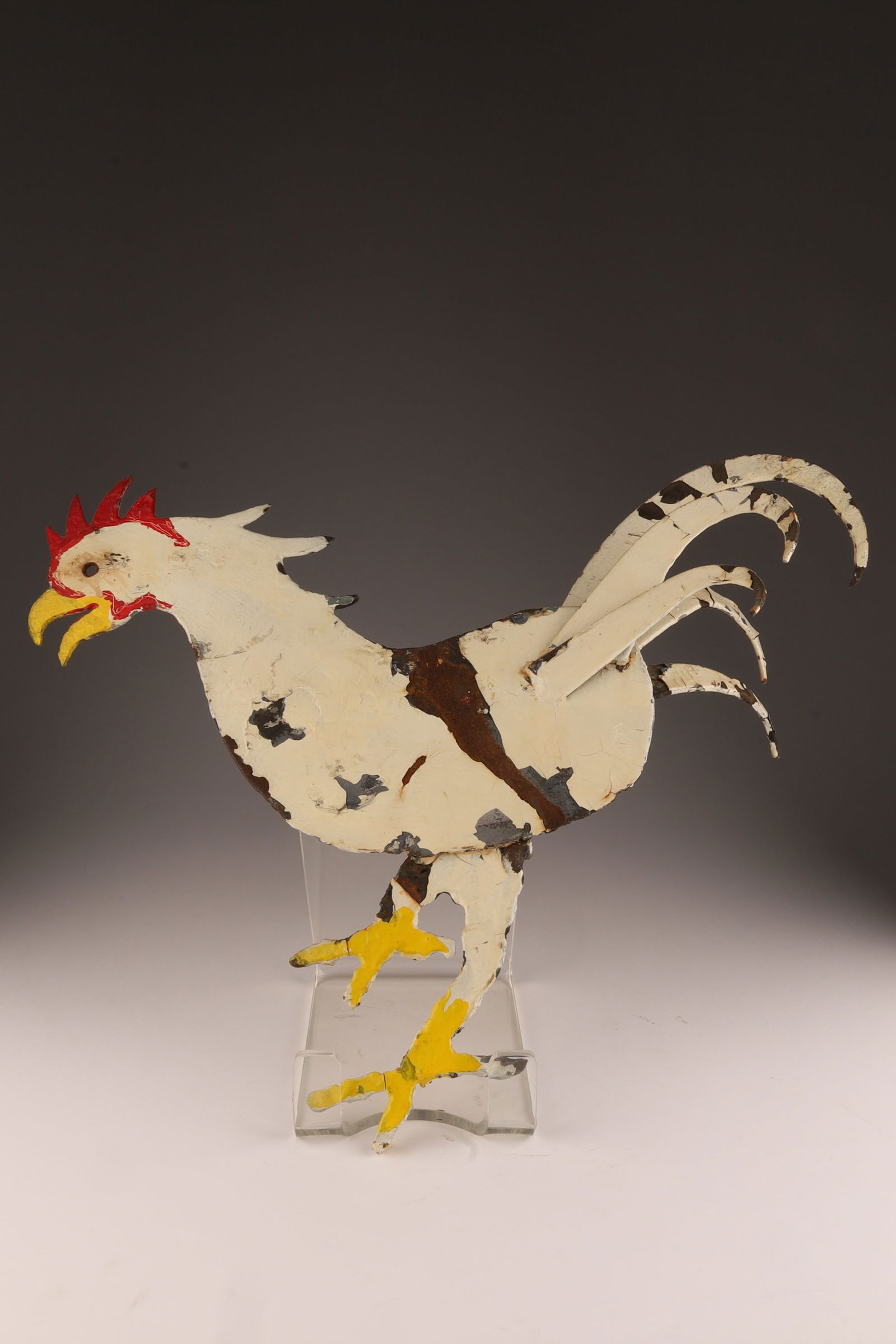 Folk Art Torch Cut Steel Painted Rooster Figure (1 of 7)