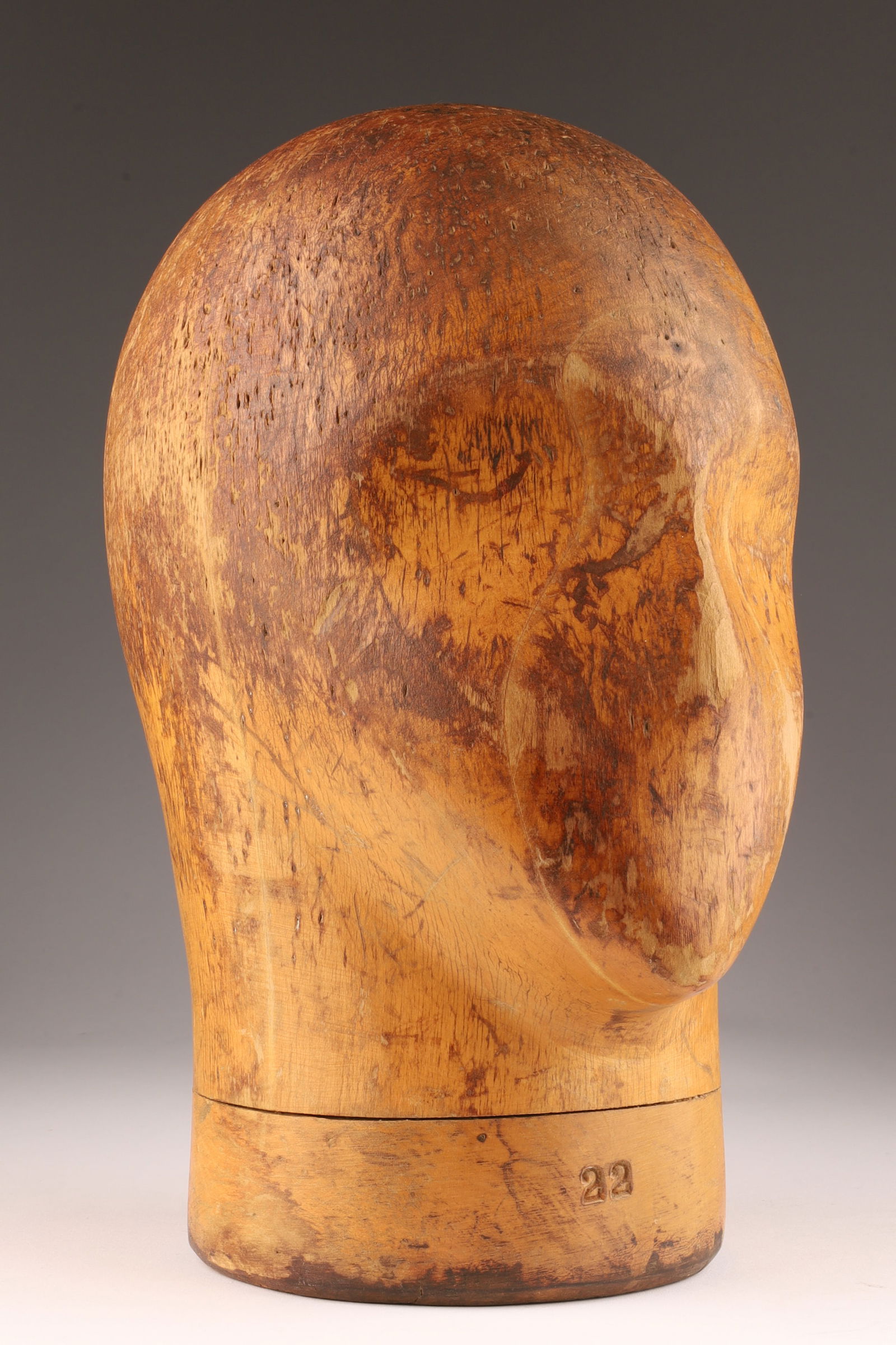 Antique Millinery Wood Hat Form Head With Face (1 of 6)