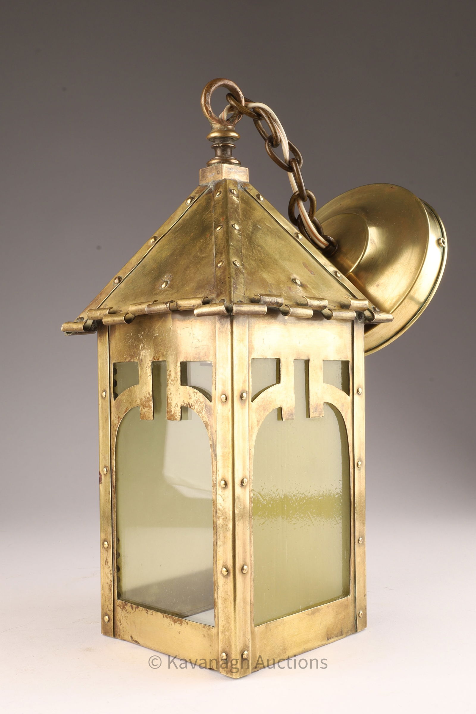 Antique Brass Arts and Crafts Porch Lantern Light (1 of 5)