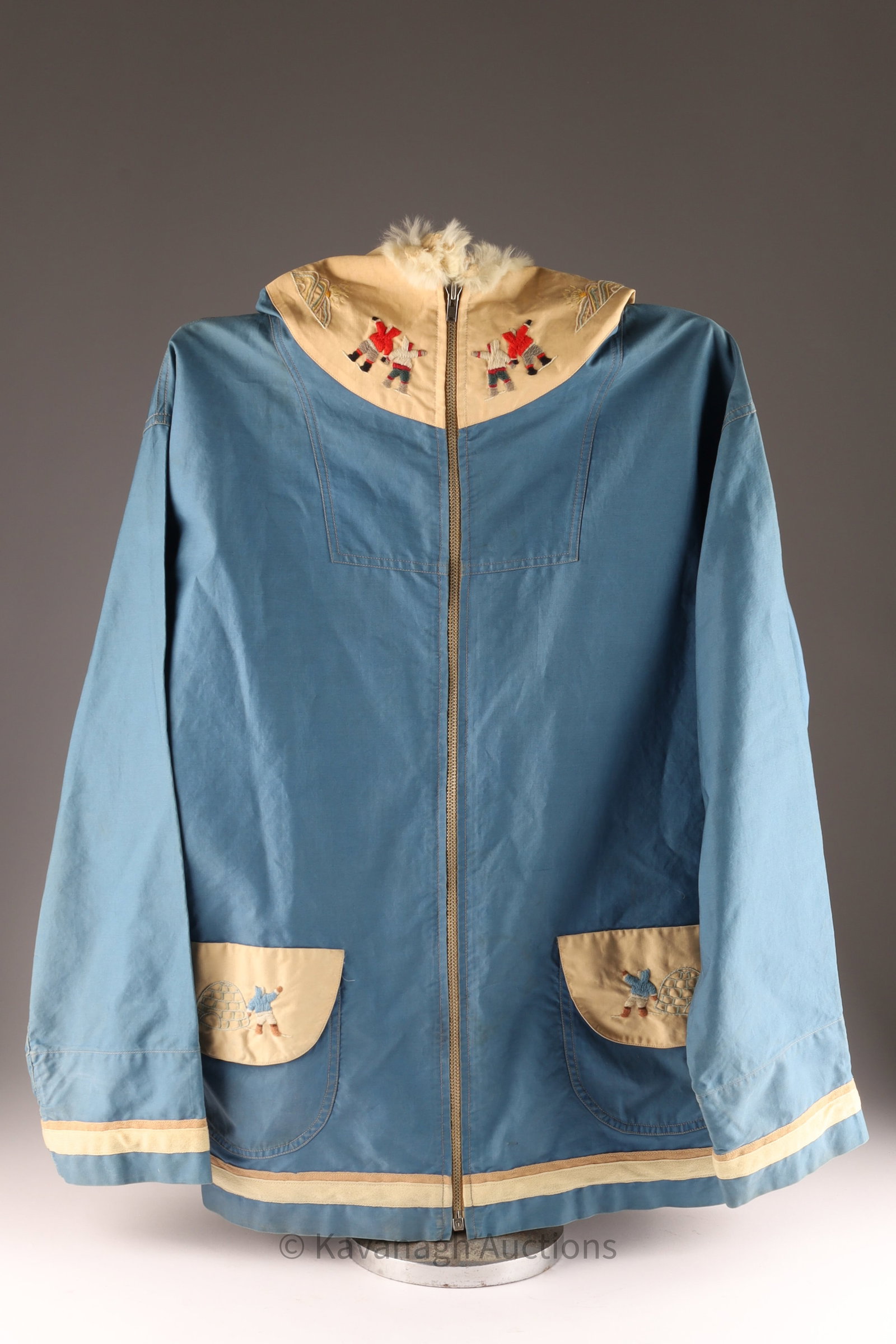 Native 1940s Grenfell Inuit Embroidered Parka: Native 1940s Grenfell Inuit Parka with Decorative Embroidery. Approximate size medium.