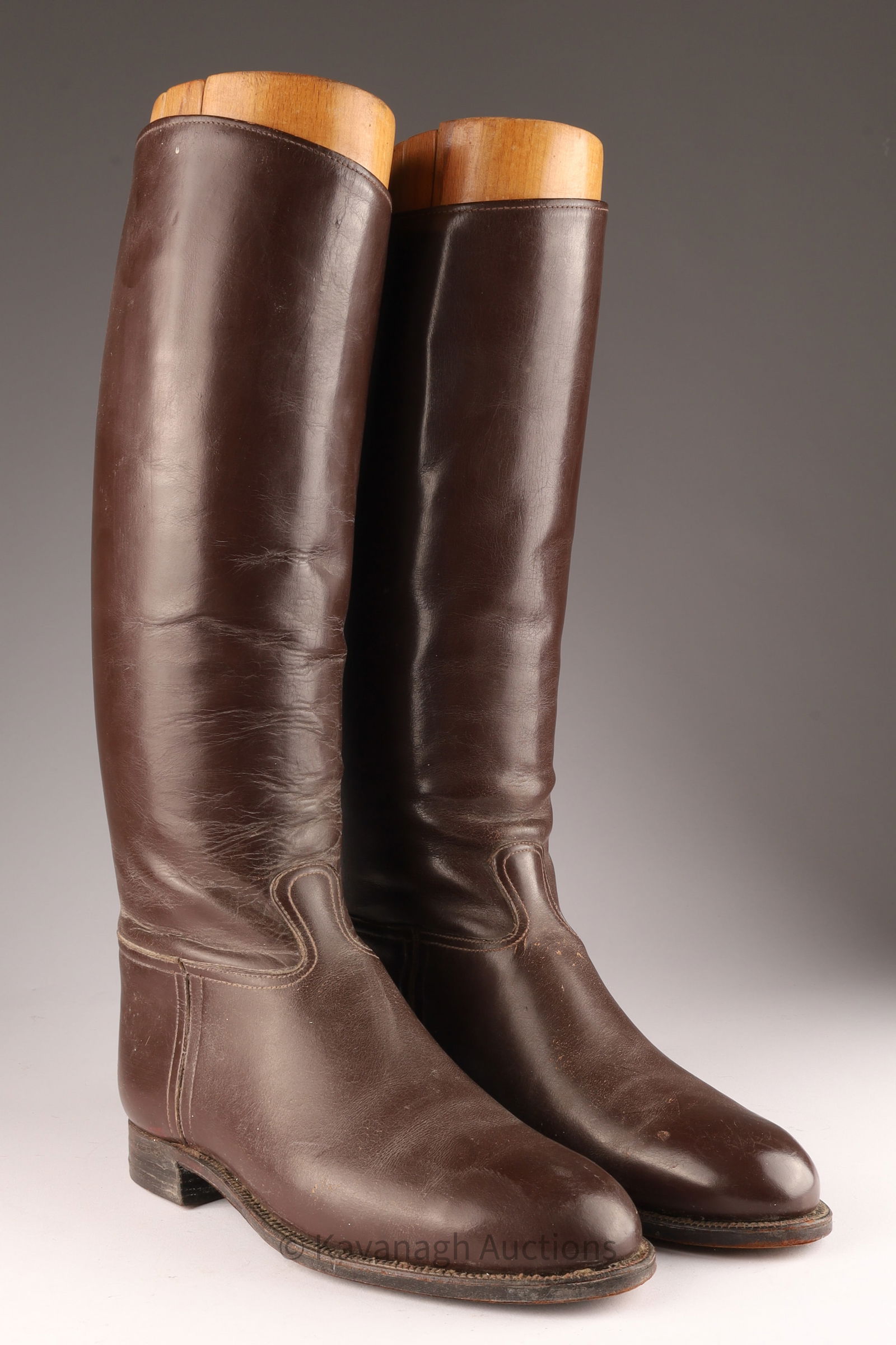 Pair Antique Brown Leather Equestrian Riding Boots (1 of 6)