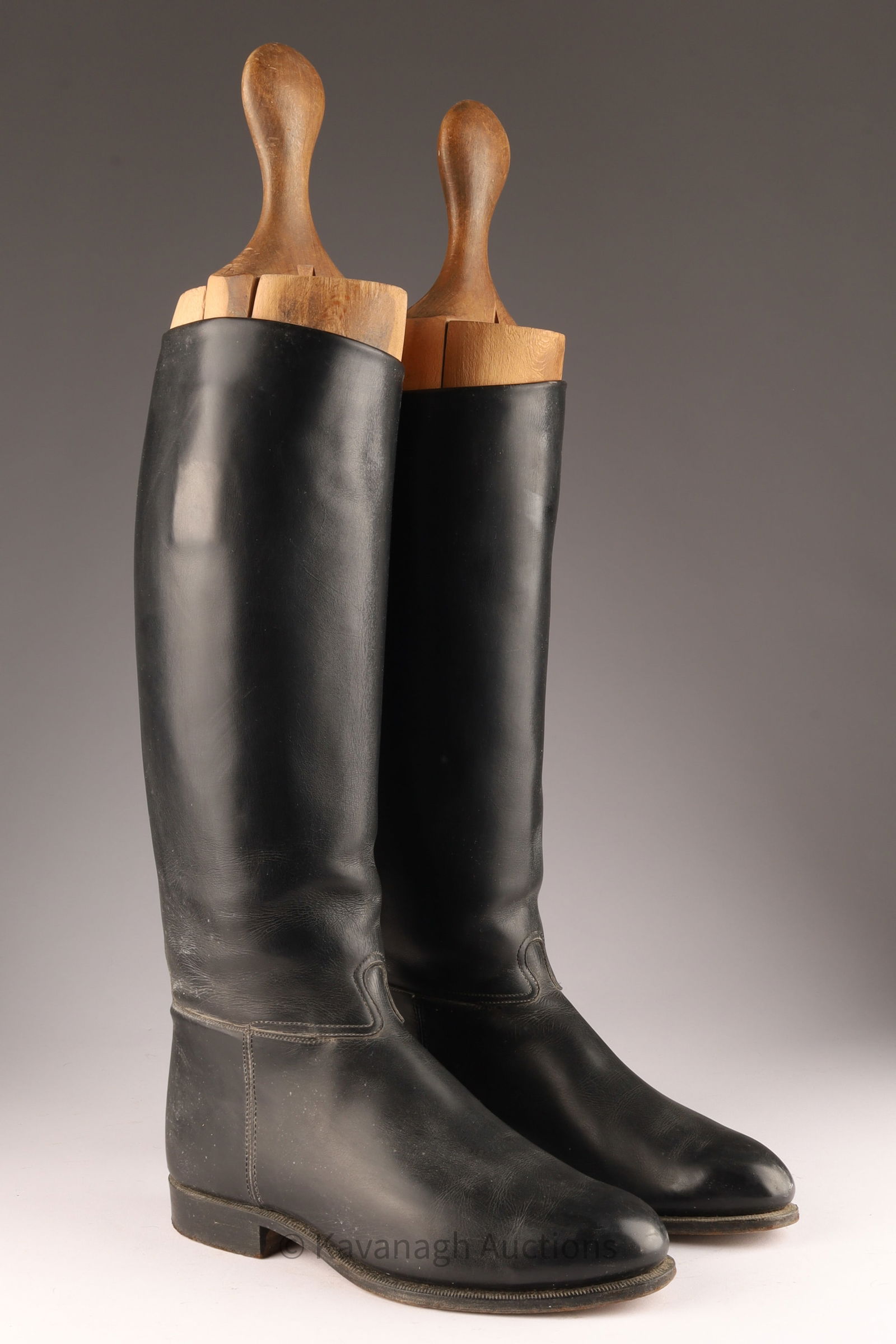 Pair Antique Black Leather Equestrian Riding Boots (1 of 6)