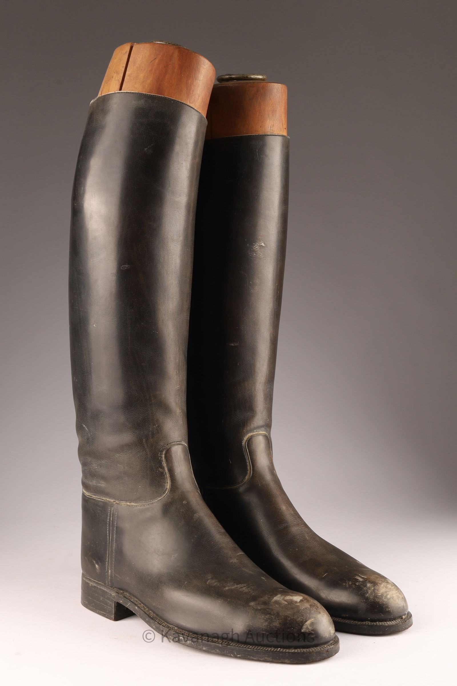 Pair Antique Black Leather Equestrian Riding Boots (1 of 7)