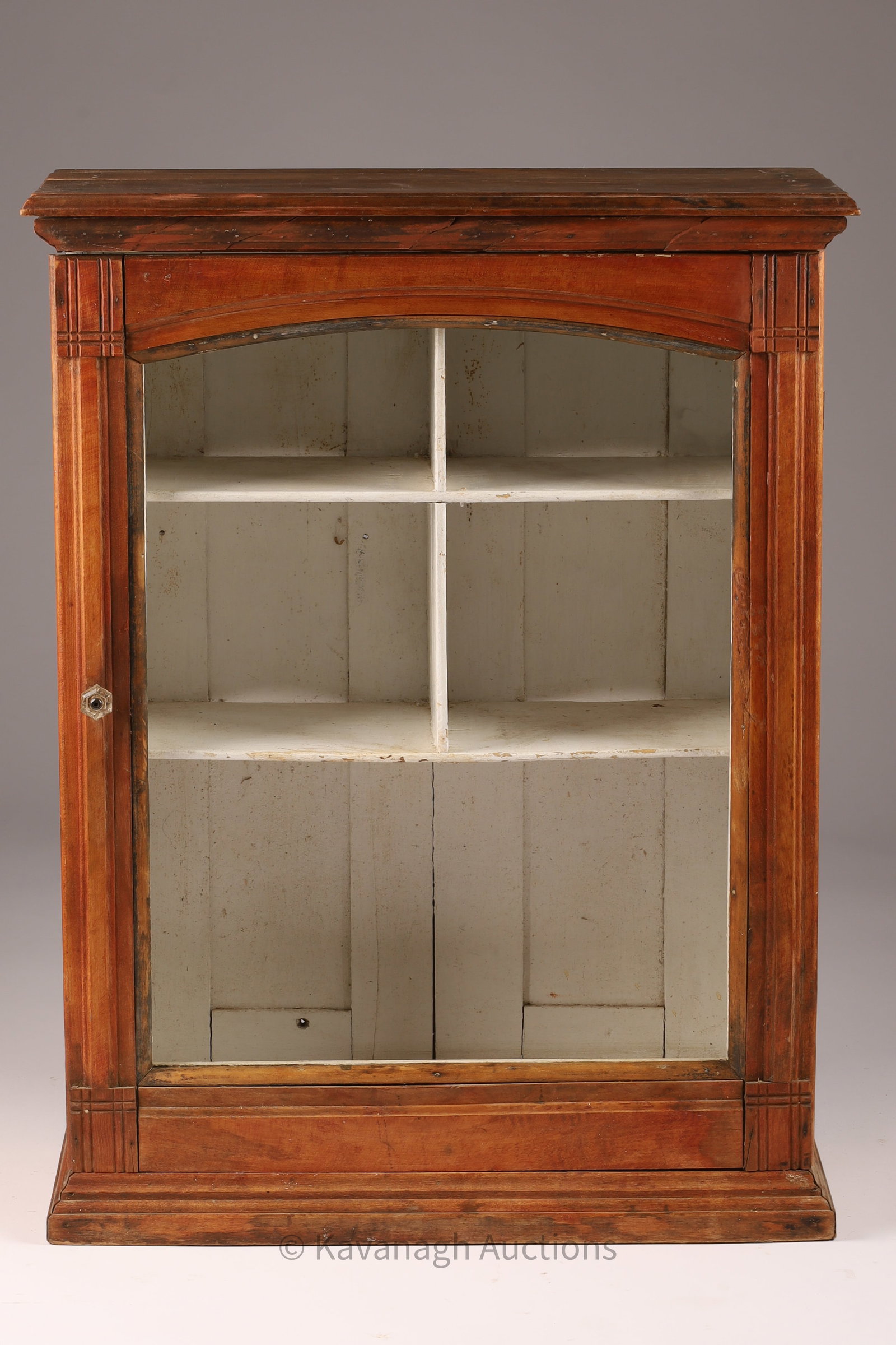 Antique Country Hardwood Wall Medicine Cabinet: Antique Country Hardwood Wall Medicine Cabinet. Missing glass, measures 23 inches W x 10 deep x 30 H.