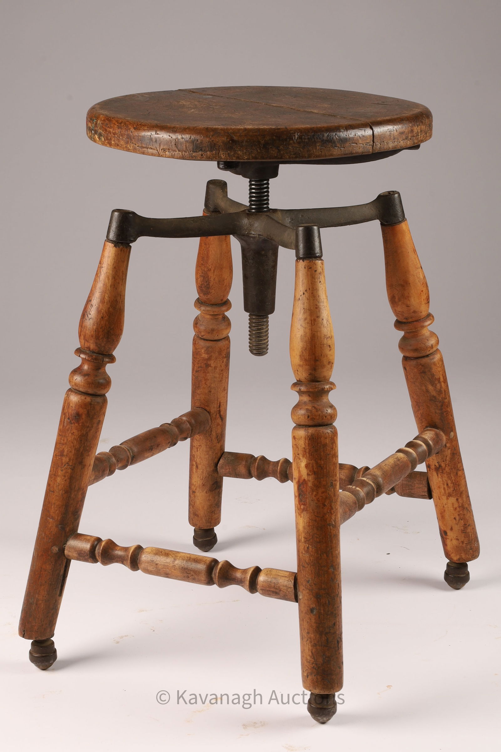 Antique Industrial Oak / Steel Adjustable Low (1 of 5)