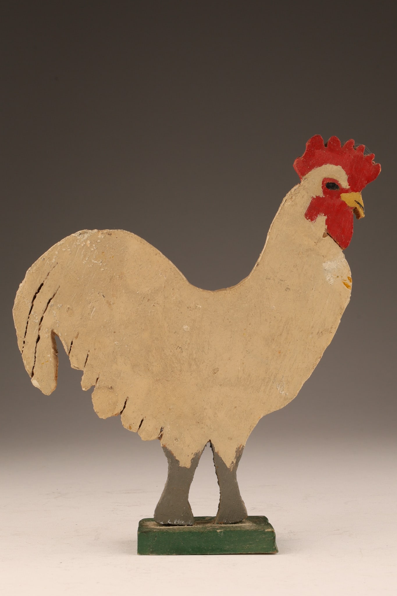 Signed Galt 1981 Folk Art Painted Wooden Rooster (1 of 5)