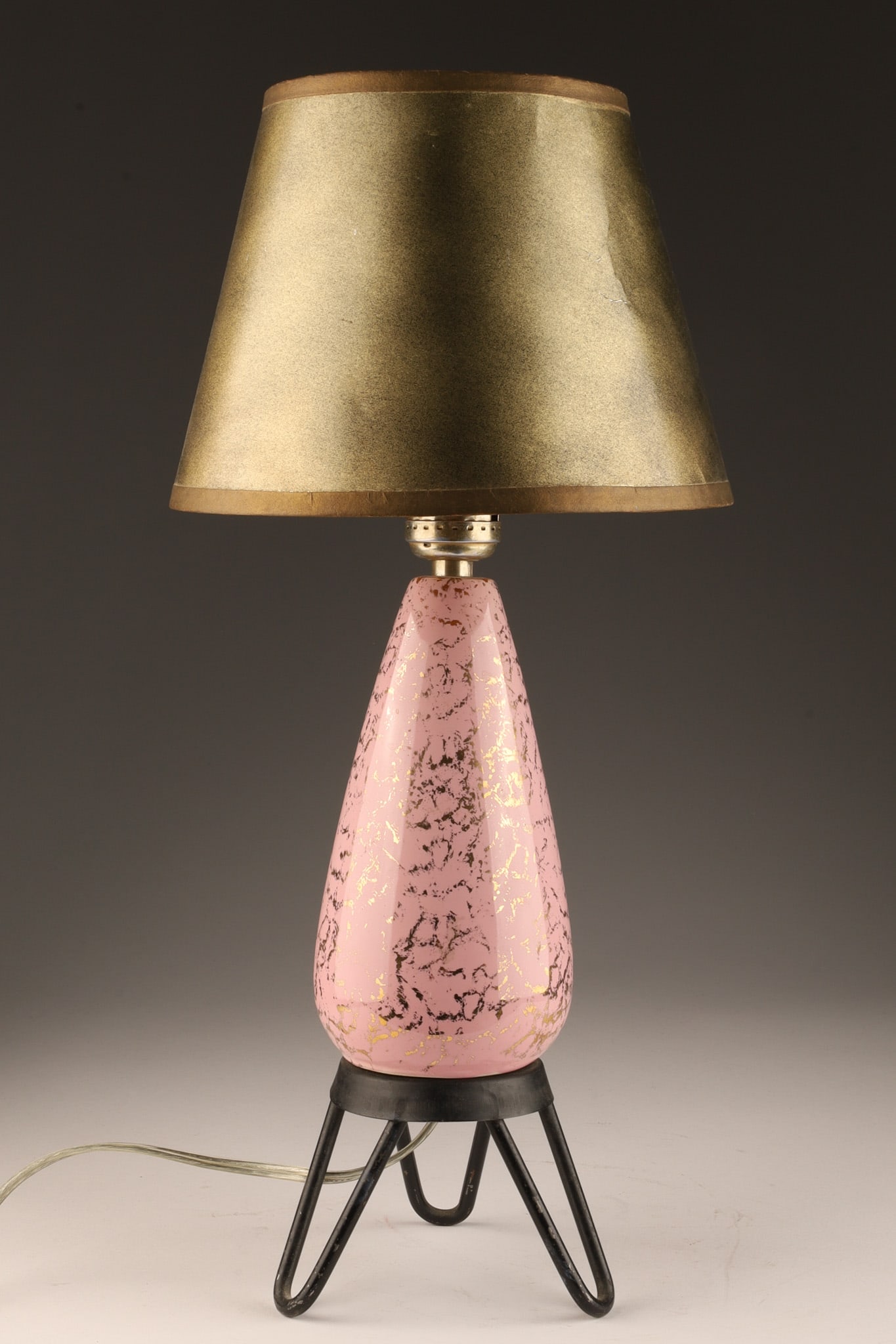 Mid Century Hollywood Regency Pink Gold Table Lamp (1 of 3)