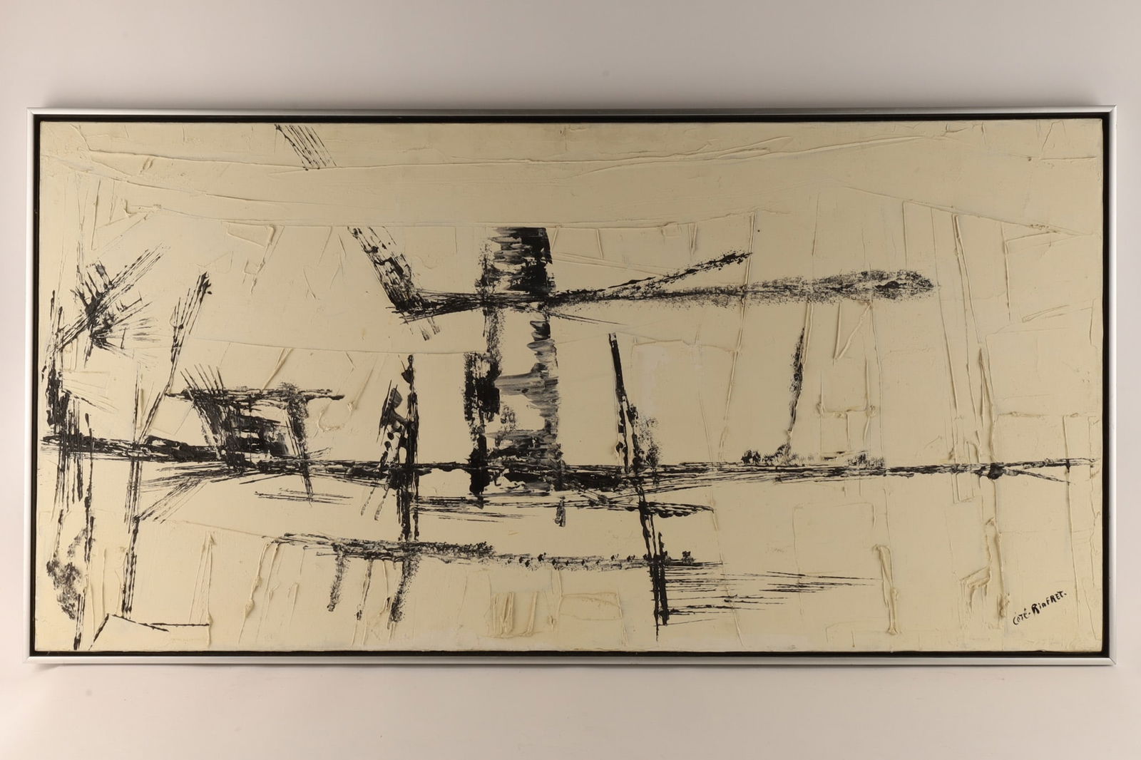 Signed Modernist Monochrome Landscape, Windmill (1 of 6)