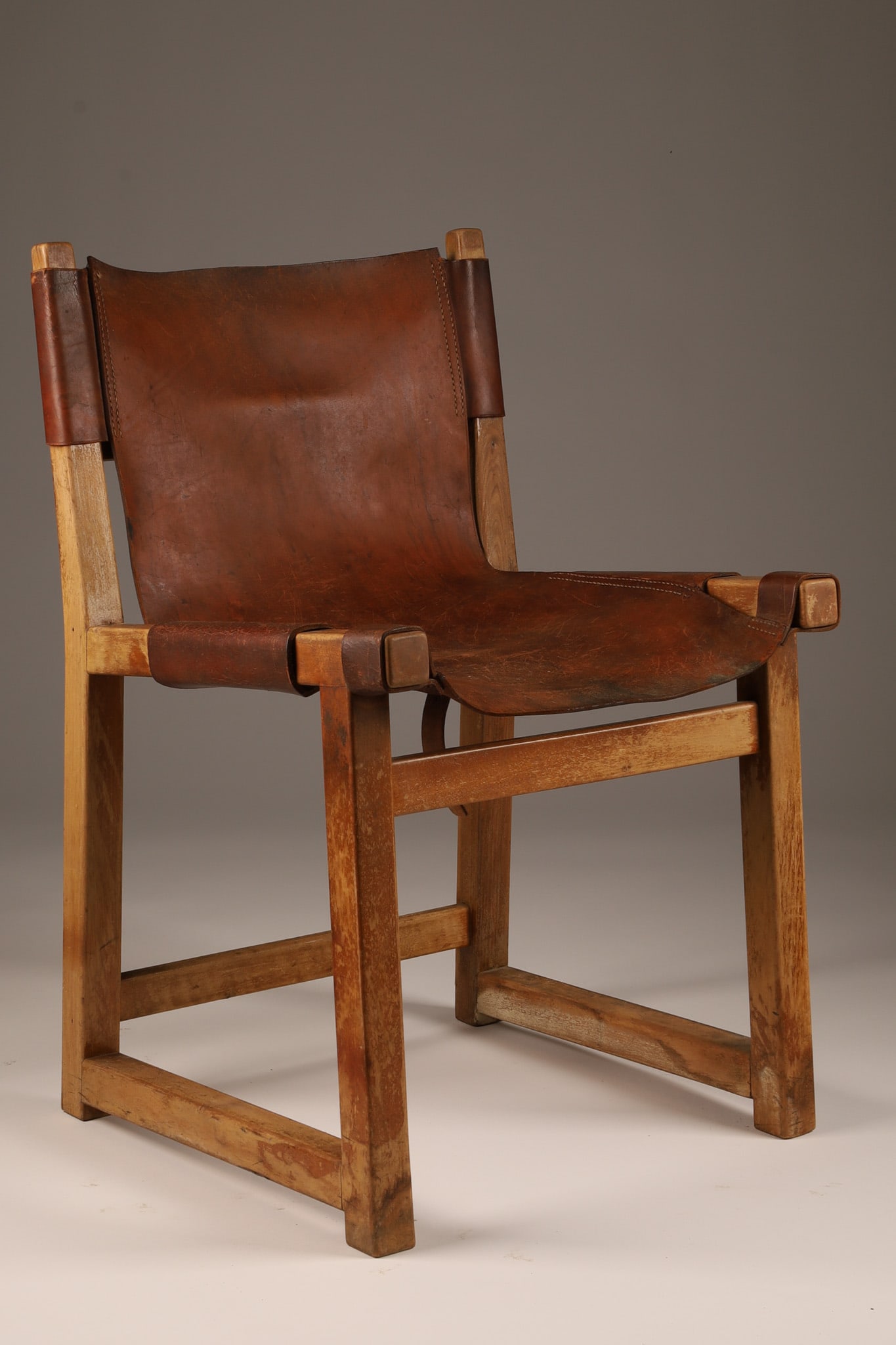MCM Riaza Leather Oak Chair Paco Munoz Spain (1 of 9)