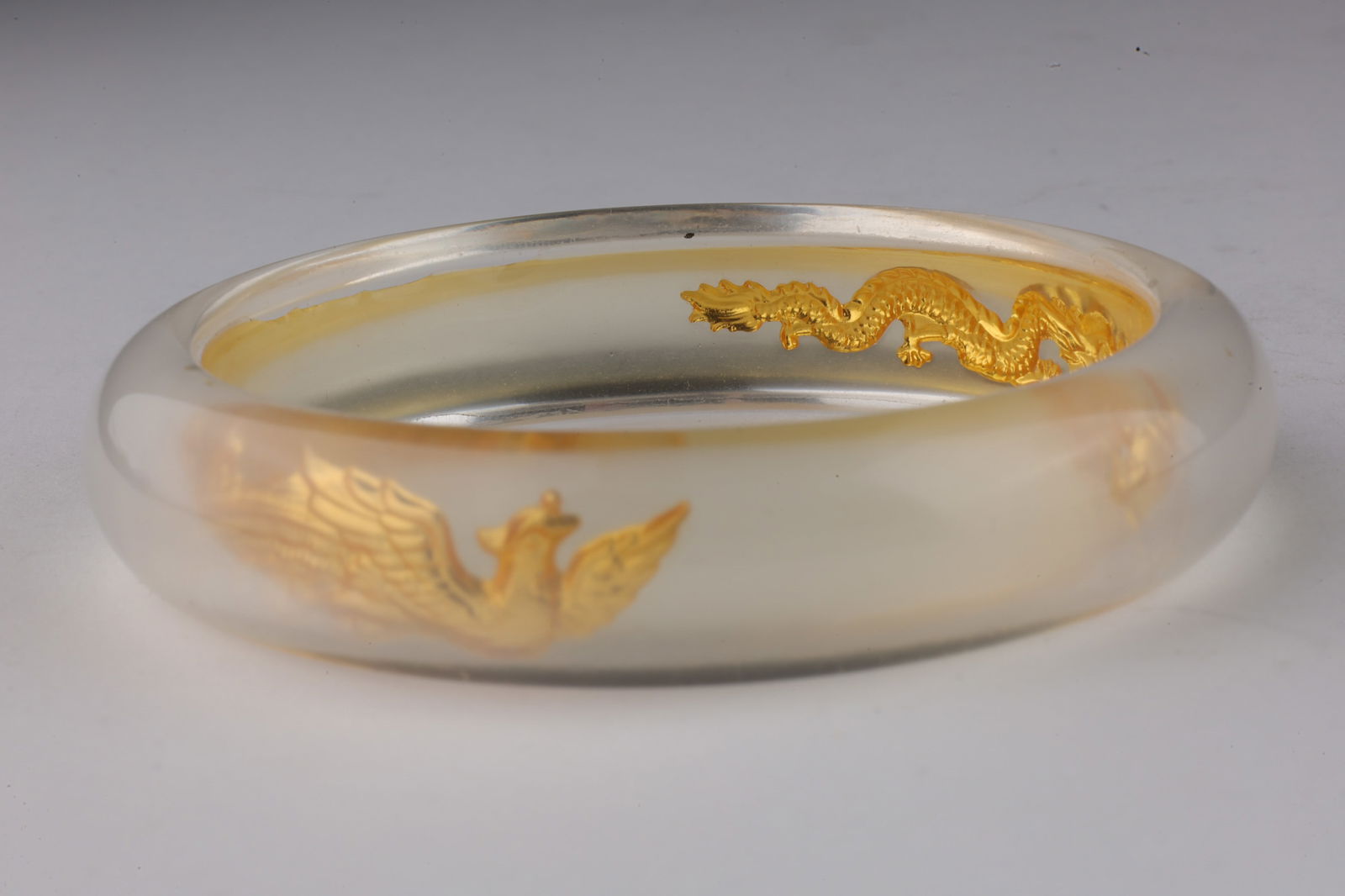Chinese Lucite Bangle with 24K Gold Leaf Dragons (1 of 7)