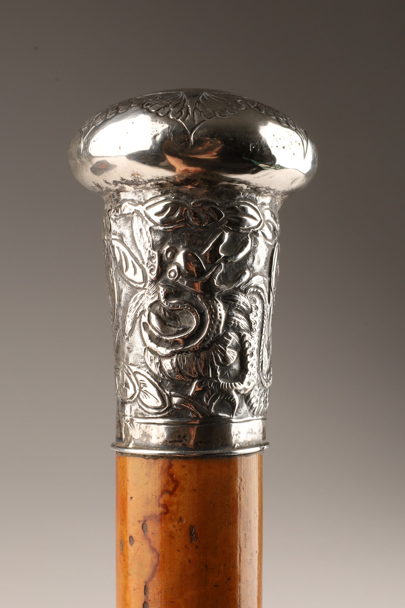 Antique Chinese Silver Walking Stick Cane (1 of 6)