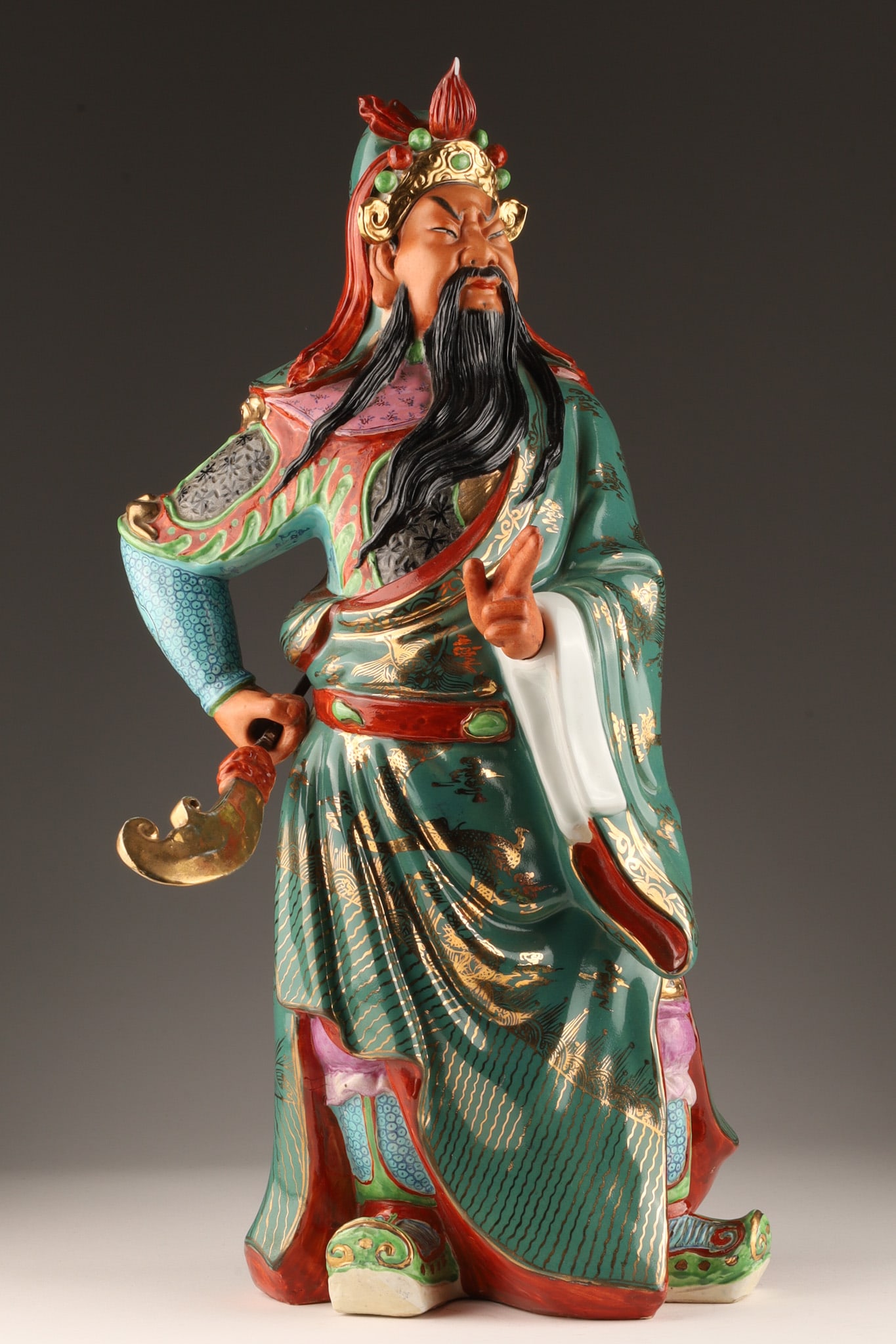 Large Chinese Porcelain Figure of a Man, Guan Gong (1 of 10)
