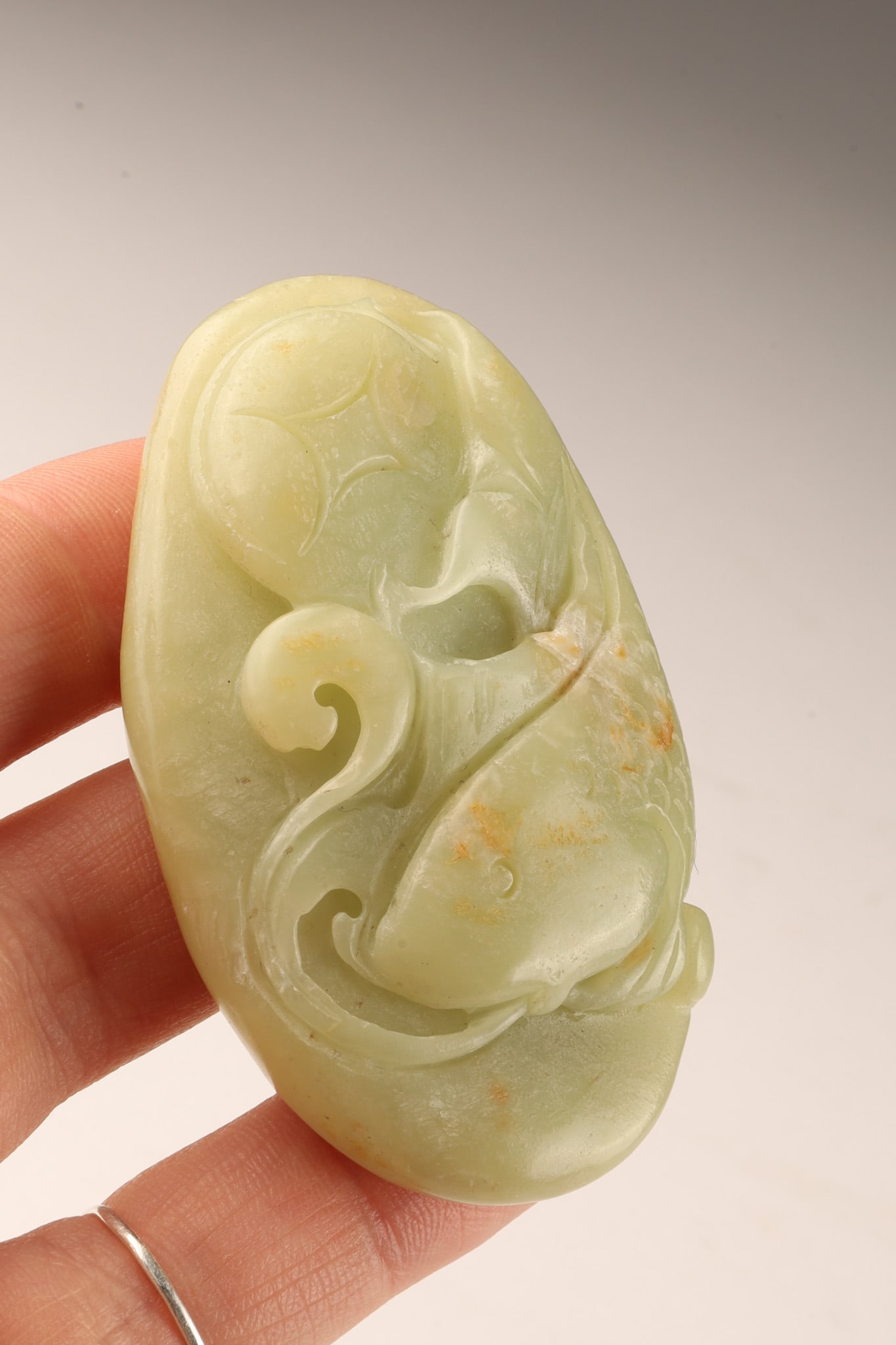 Chinese Russet Jade Pendant Medallion Koi Fish (1 of 7)