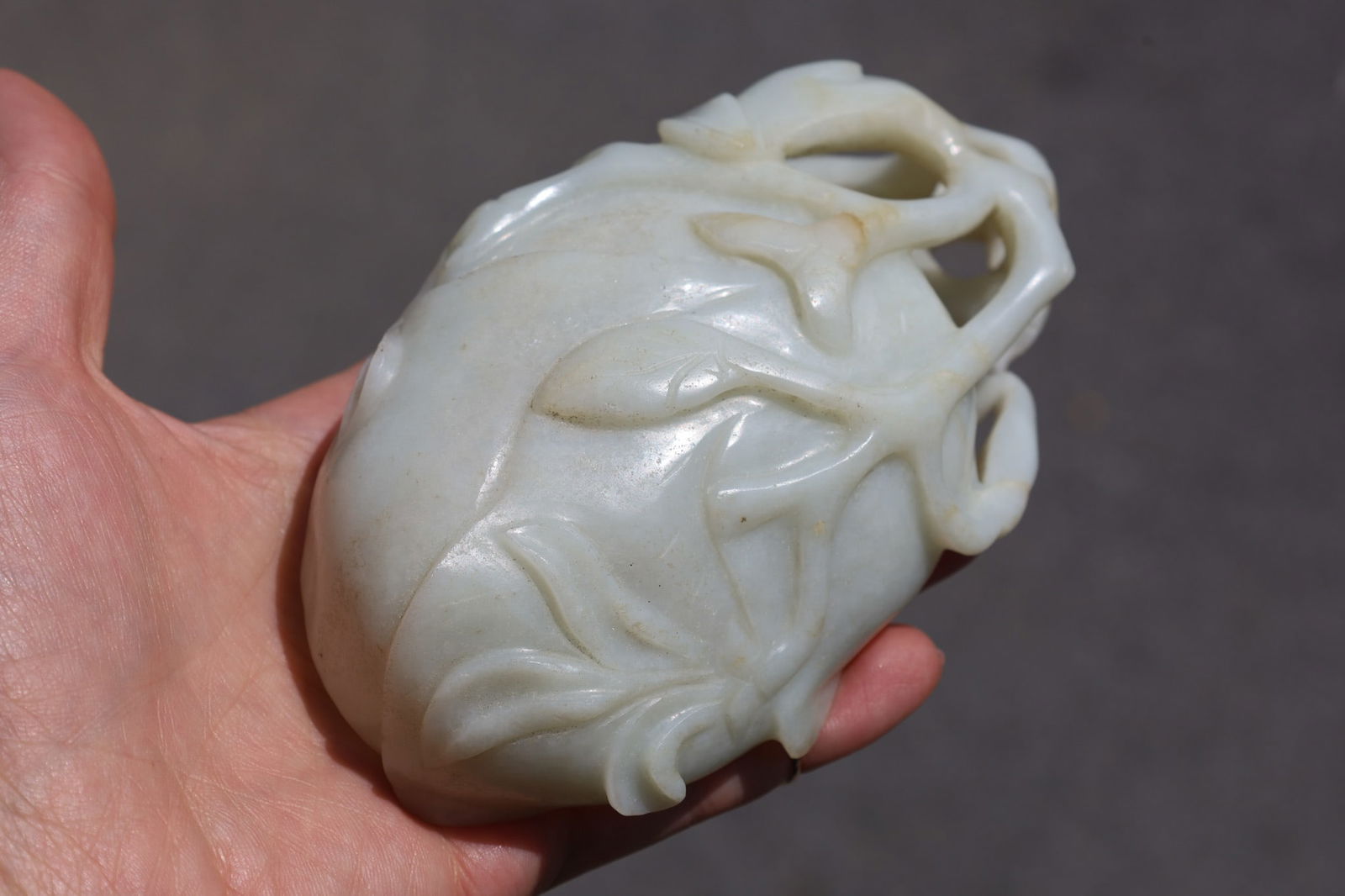 Antique Chinese Jade Carved Lotus Libation Cup (1 of 13)